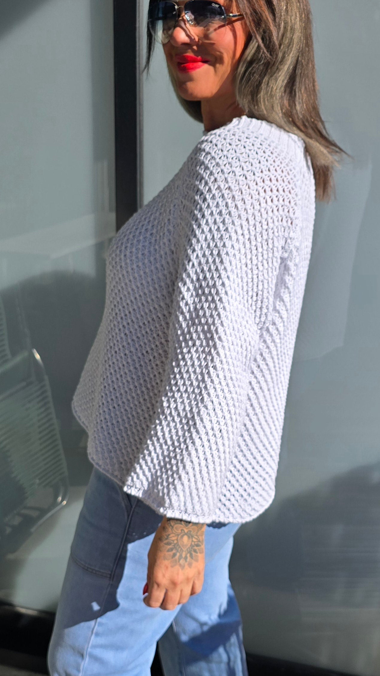 Kajsa genser med raglan arm hvit