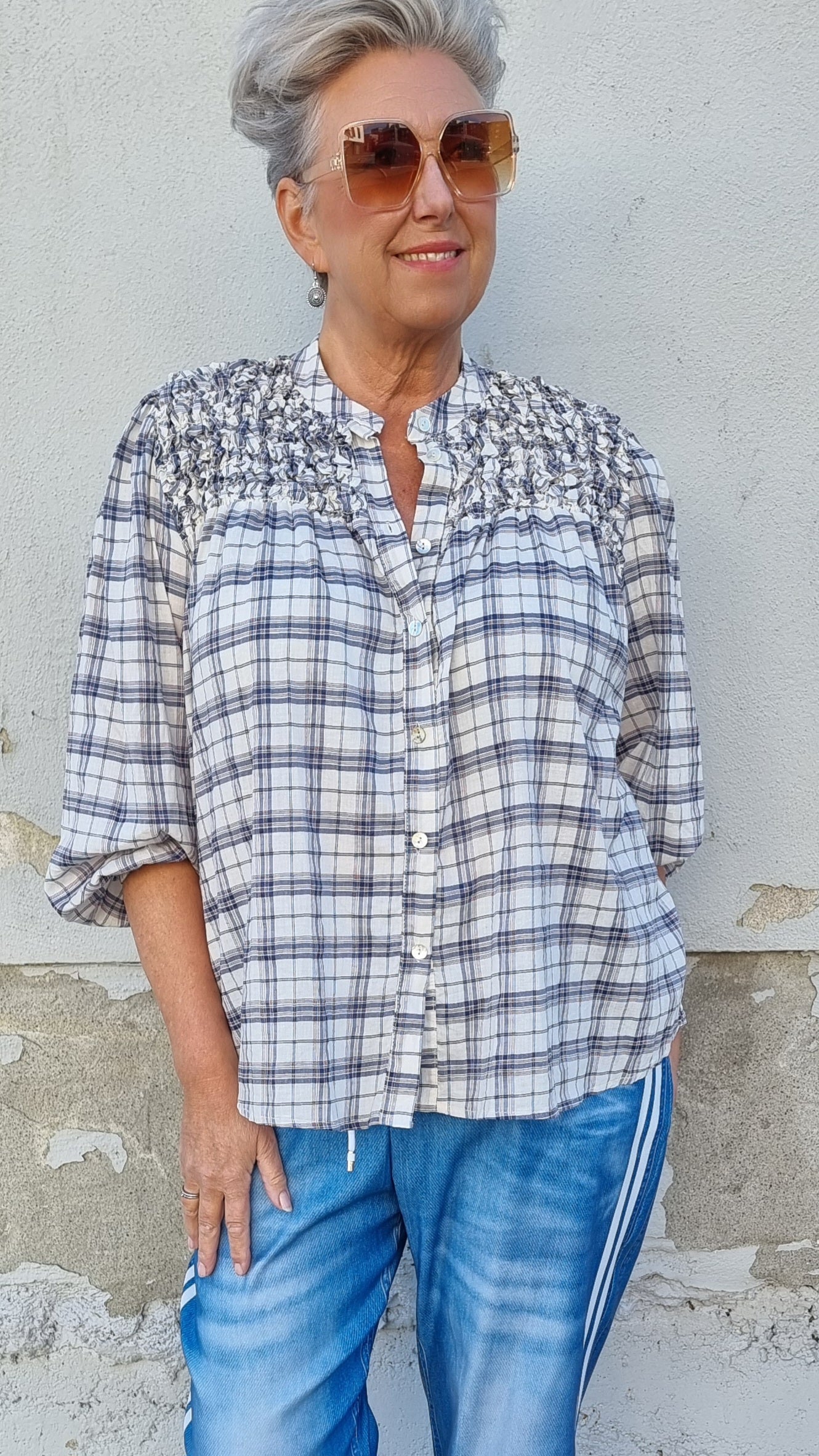Triana skjorte med ruter hvit