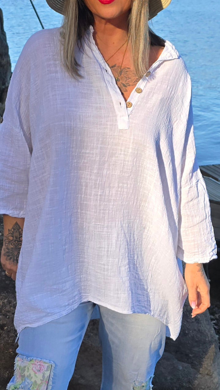 Sussie hvit skjorte med knapper