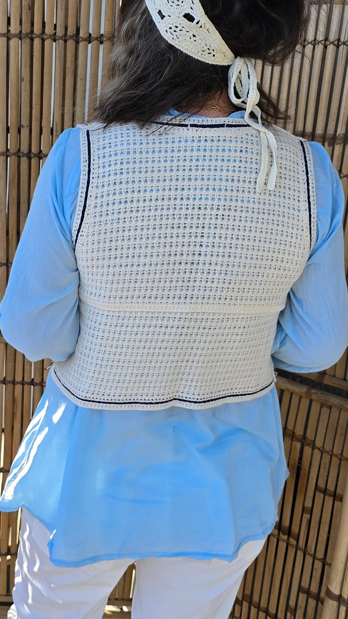 Stacy Crochet Waistcoat Blue