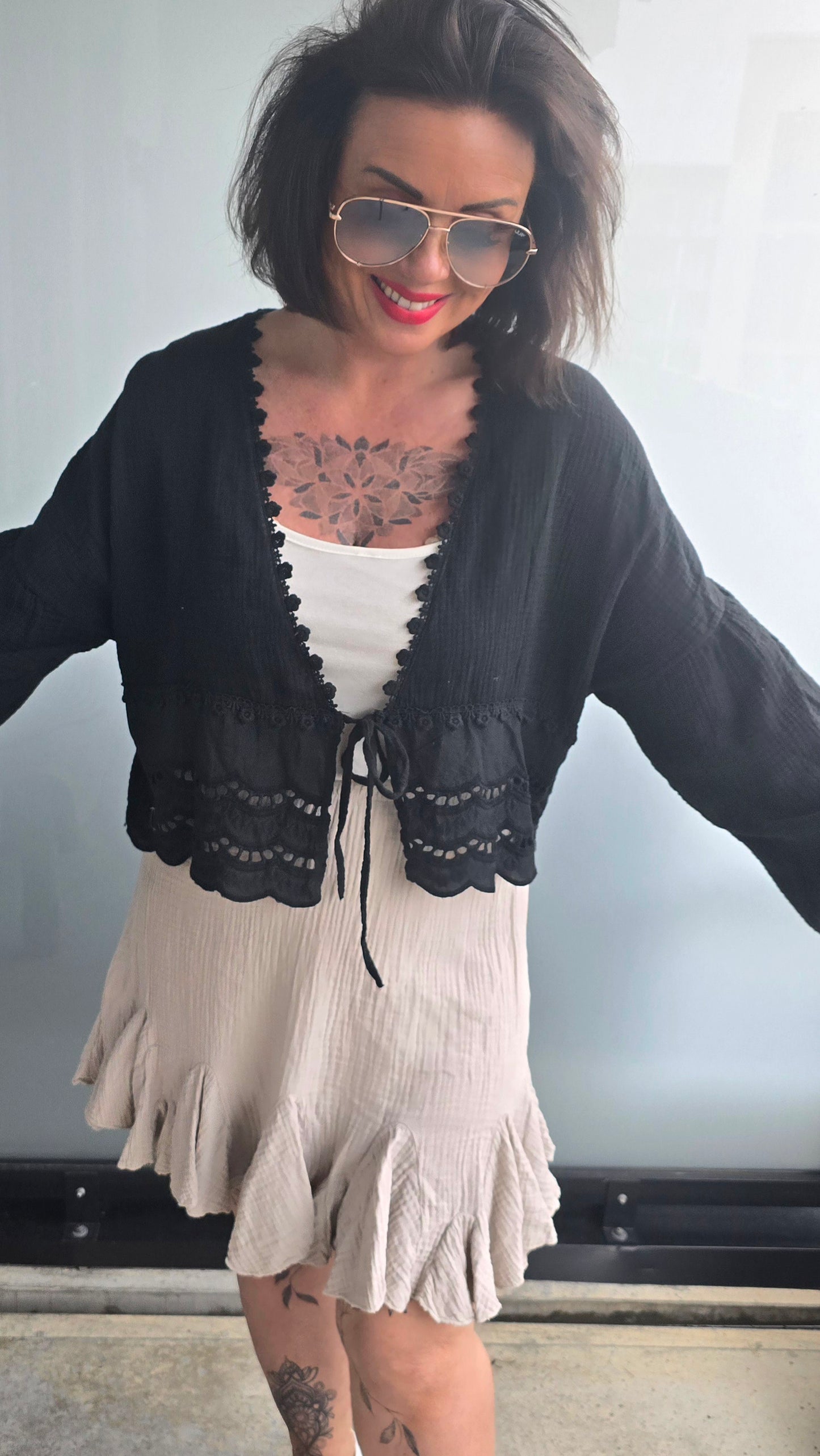 Anna bomulls jakke sort
