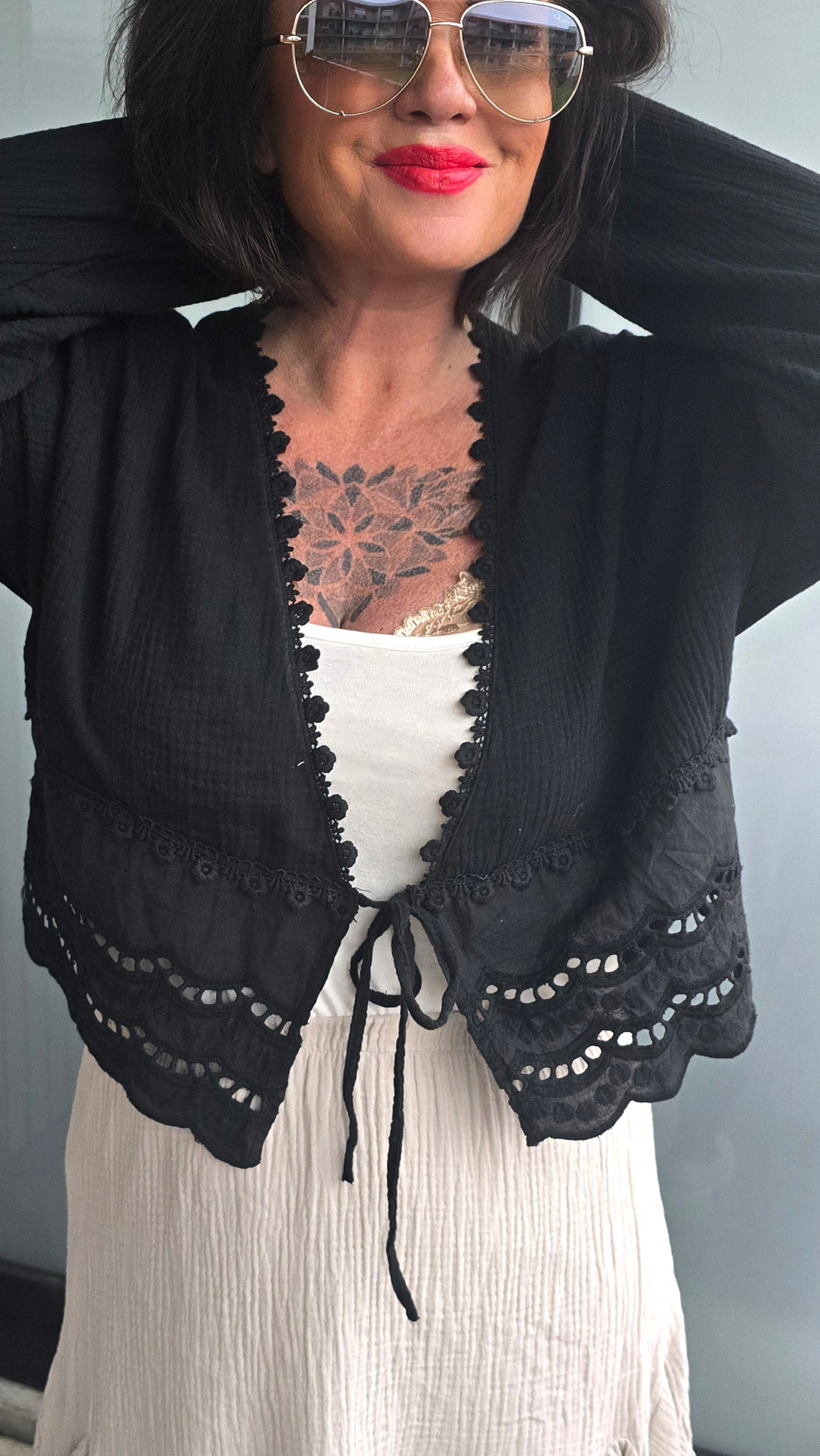 Anna bomulls jakke sort
