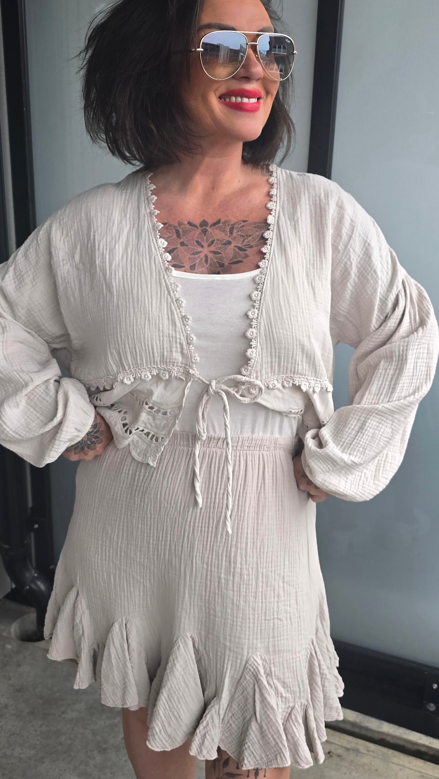 Anna bomulls jakke beige