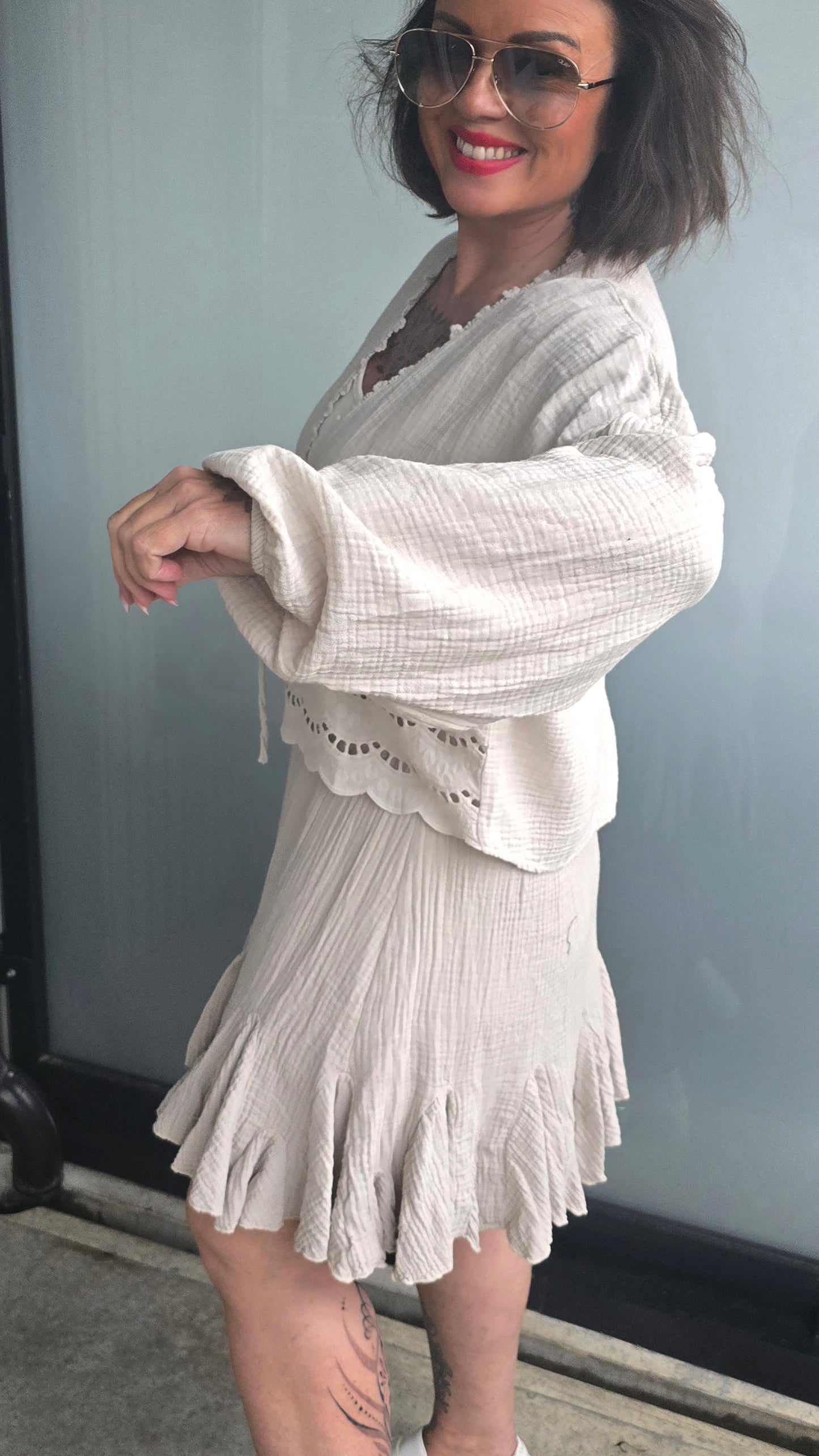 Anna bomulls jakke beige