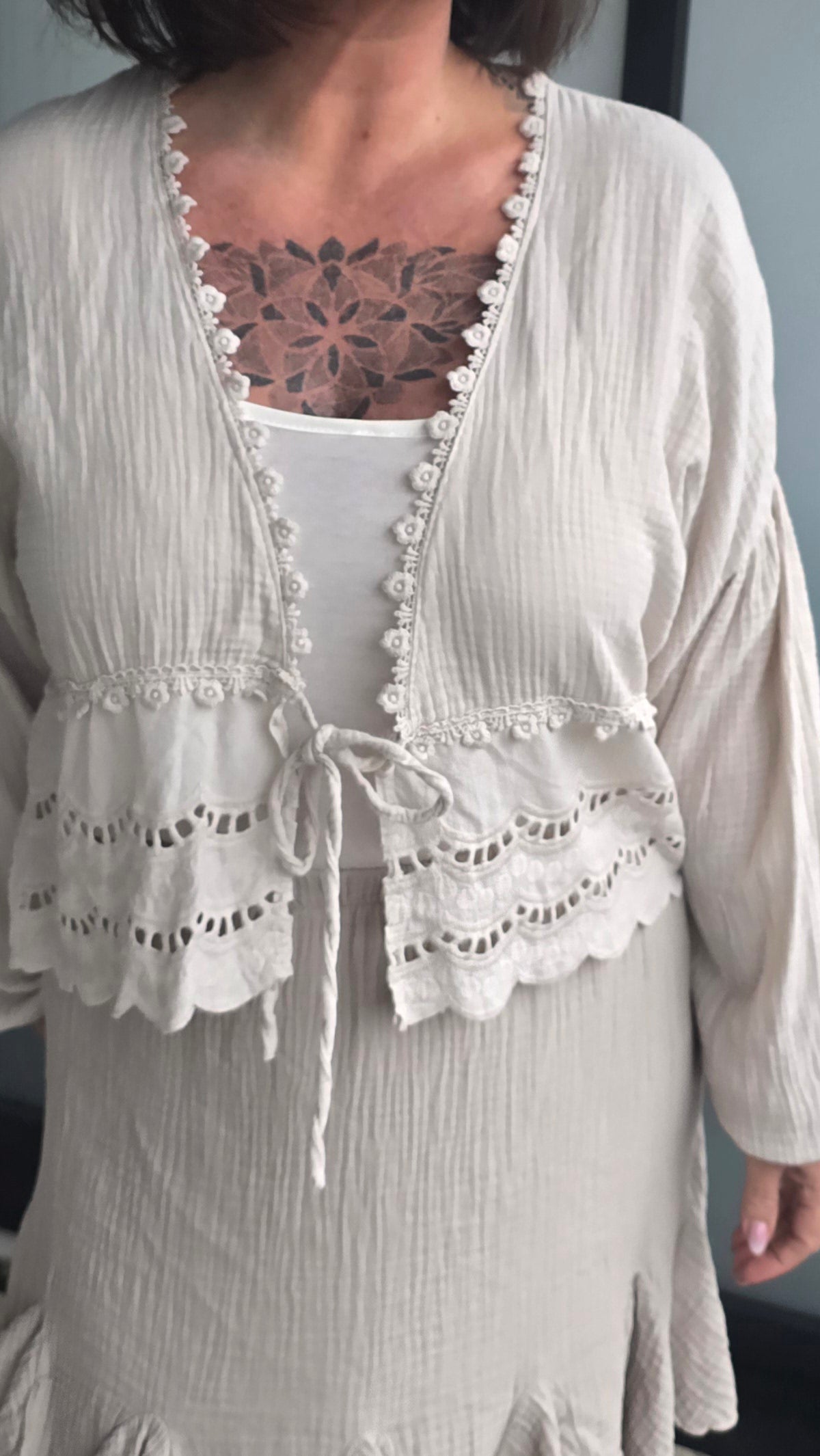 Anna bomulls jakke beige
