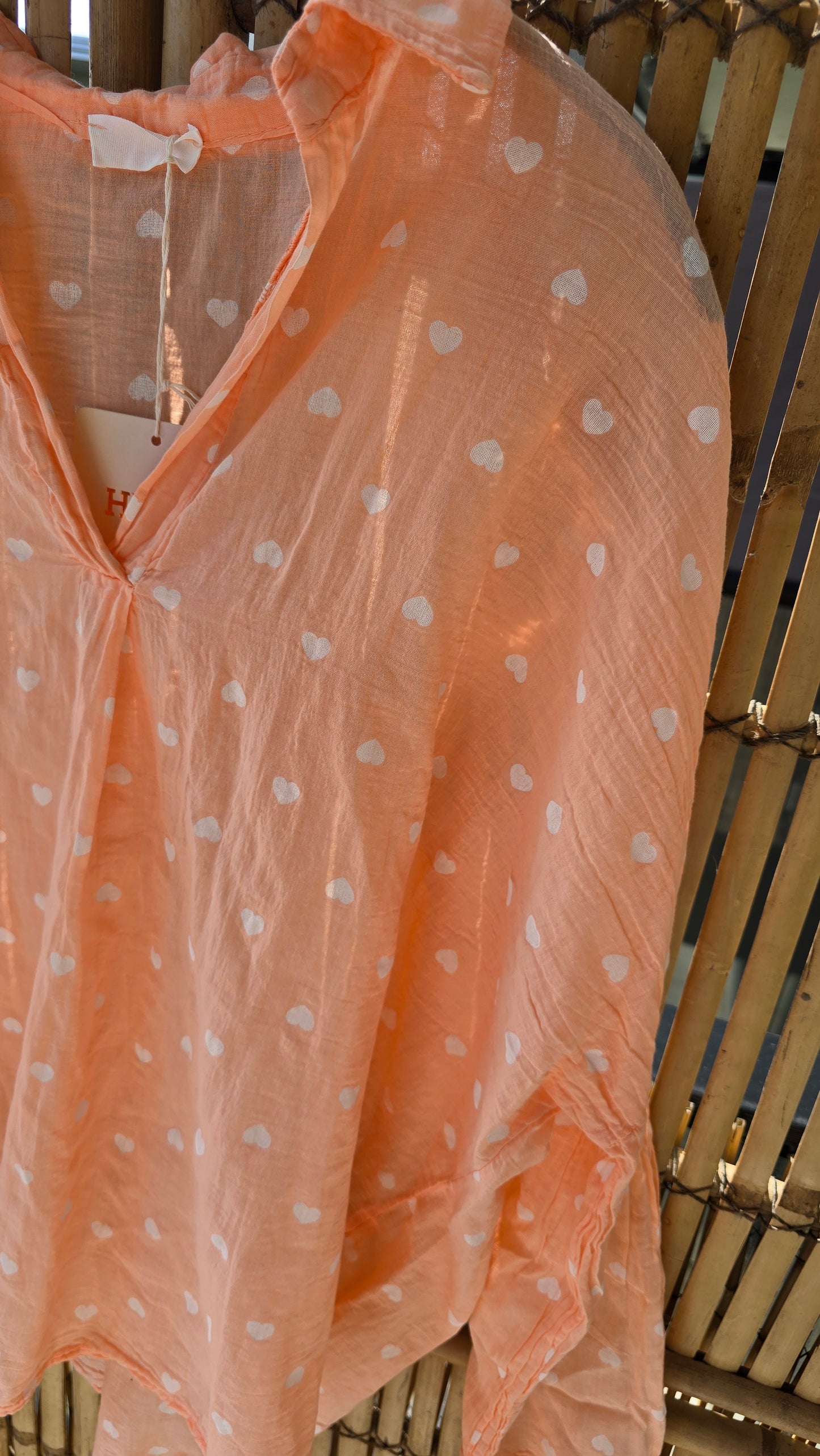 Ulrica bluse med hjerter lys orange