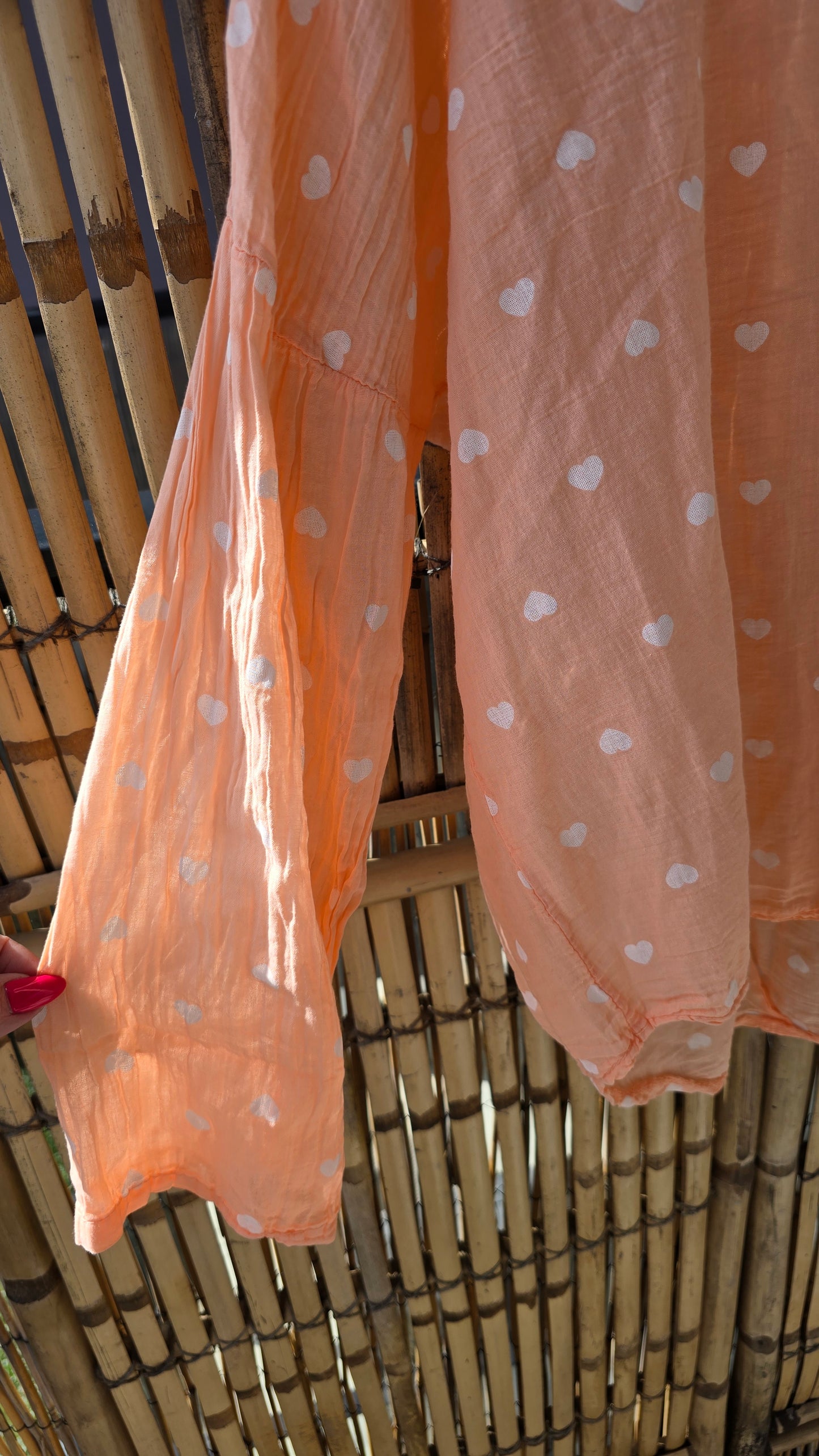 Ulrica bluse med hjerter lys orange