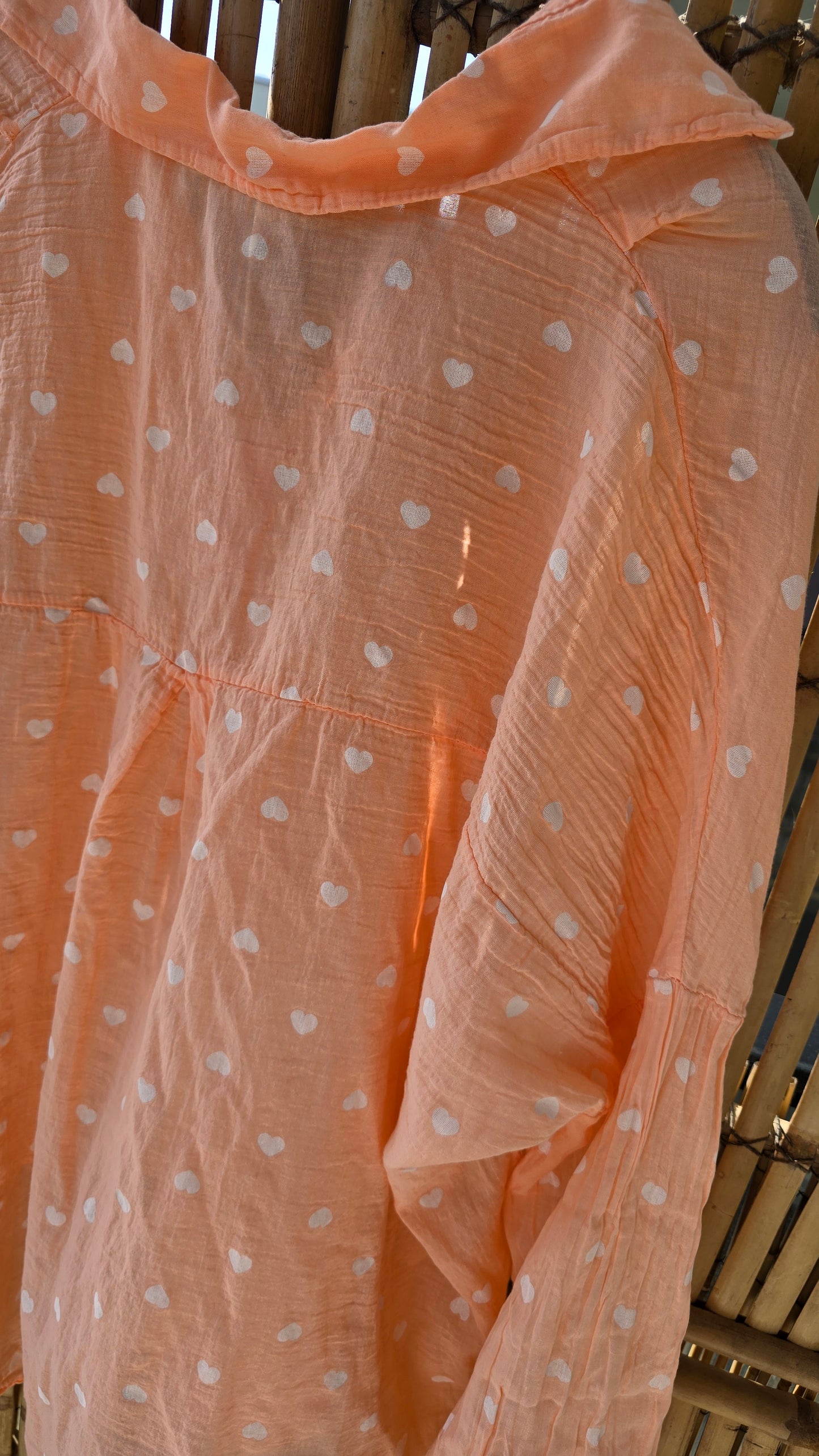 Ulrica bluse med hjerter lys orange