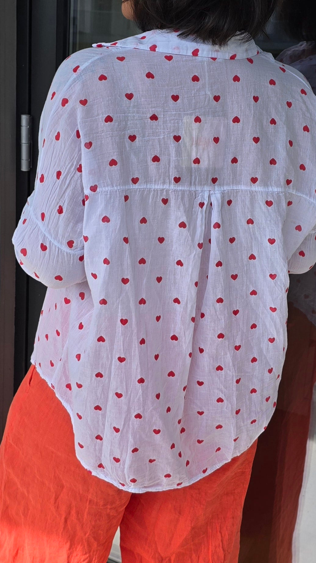 Ulrica bluse med hjerter hvit