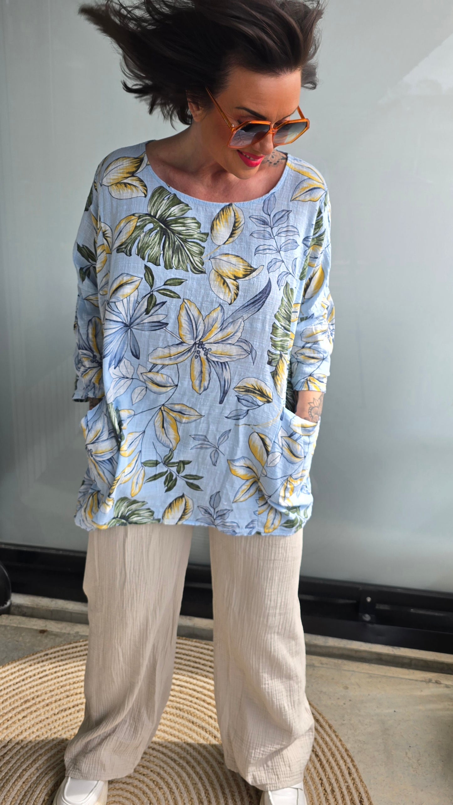 Brenda bluse med lommer blå