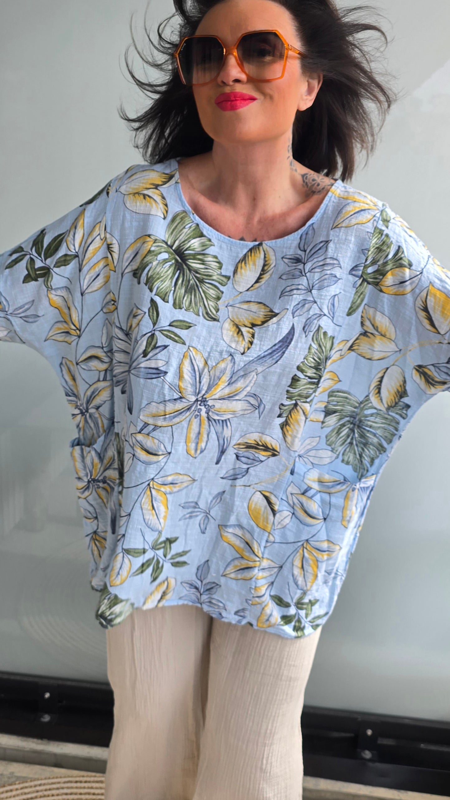 Brenda bluse med lommer blå