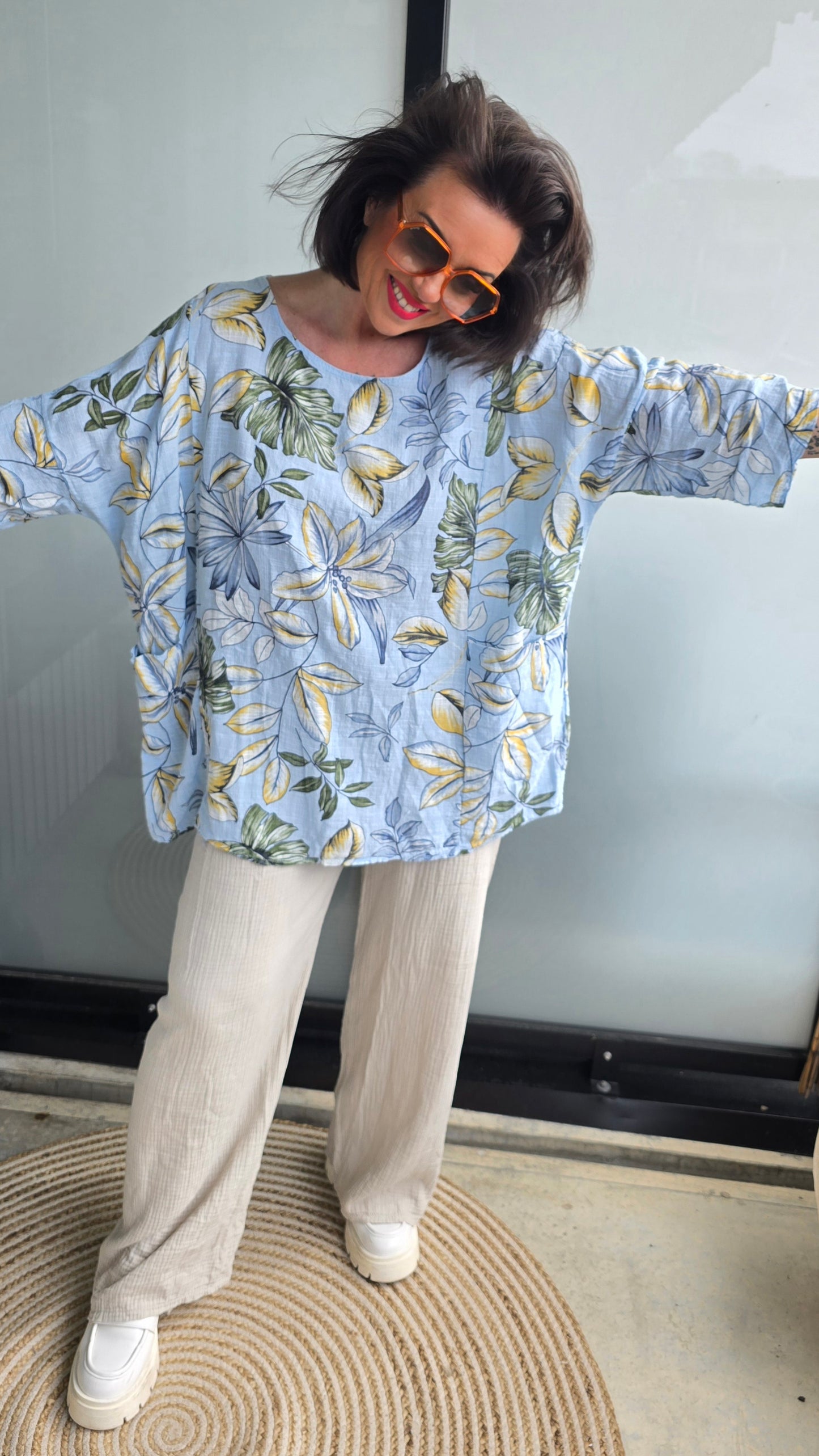 Brenda bluse med lommer blå
