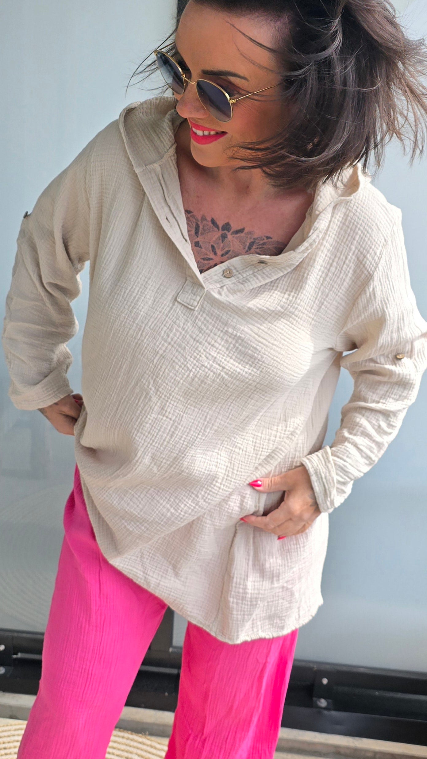Jessica hette bluse beige