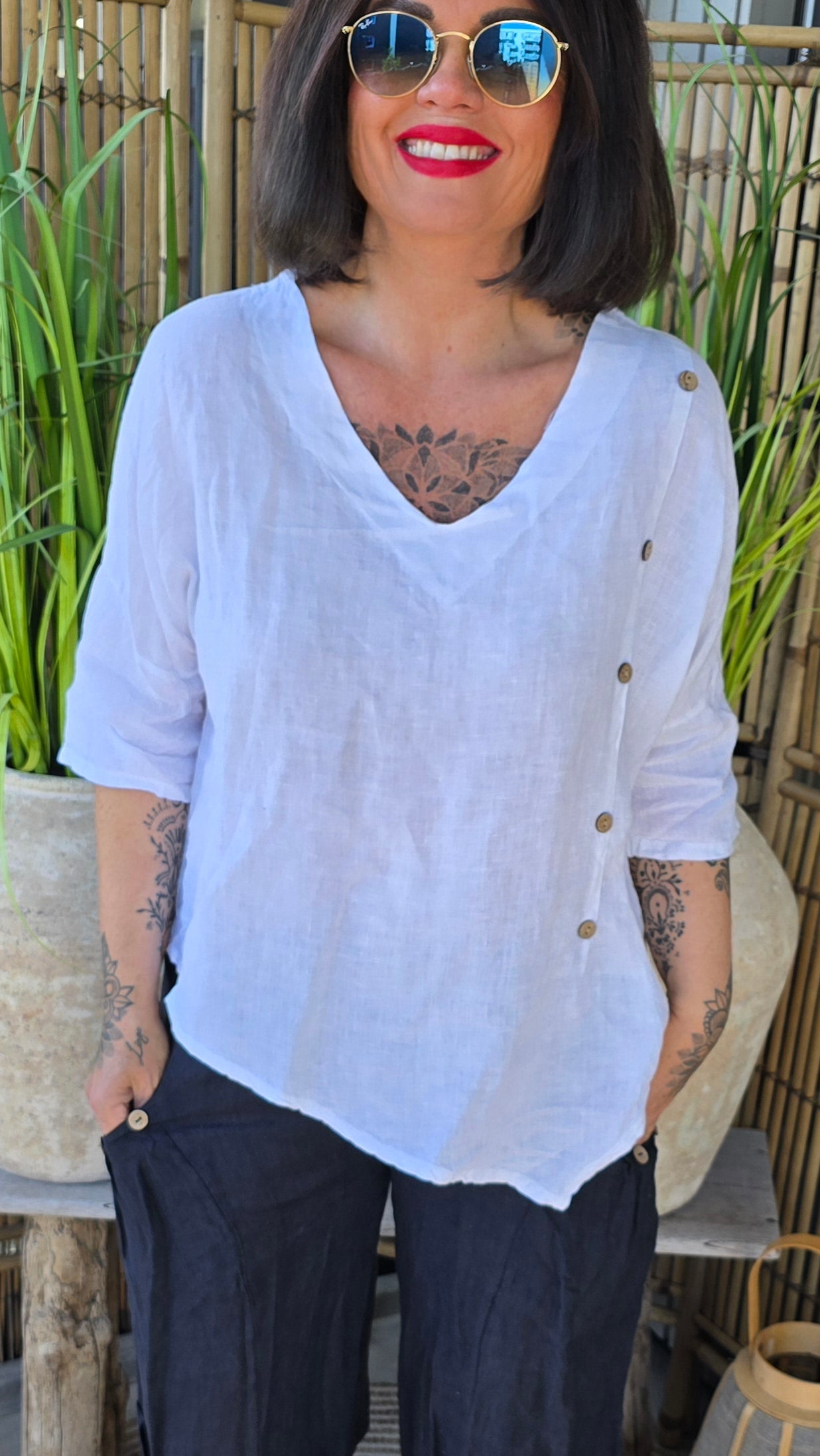 Jennifer linbluse hvit