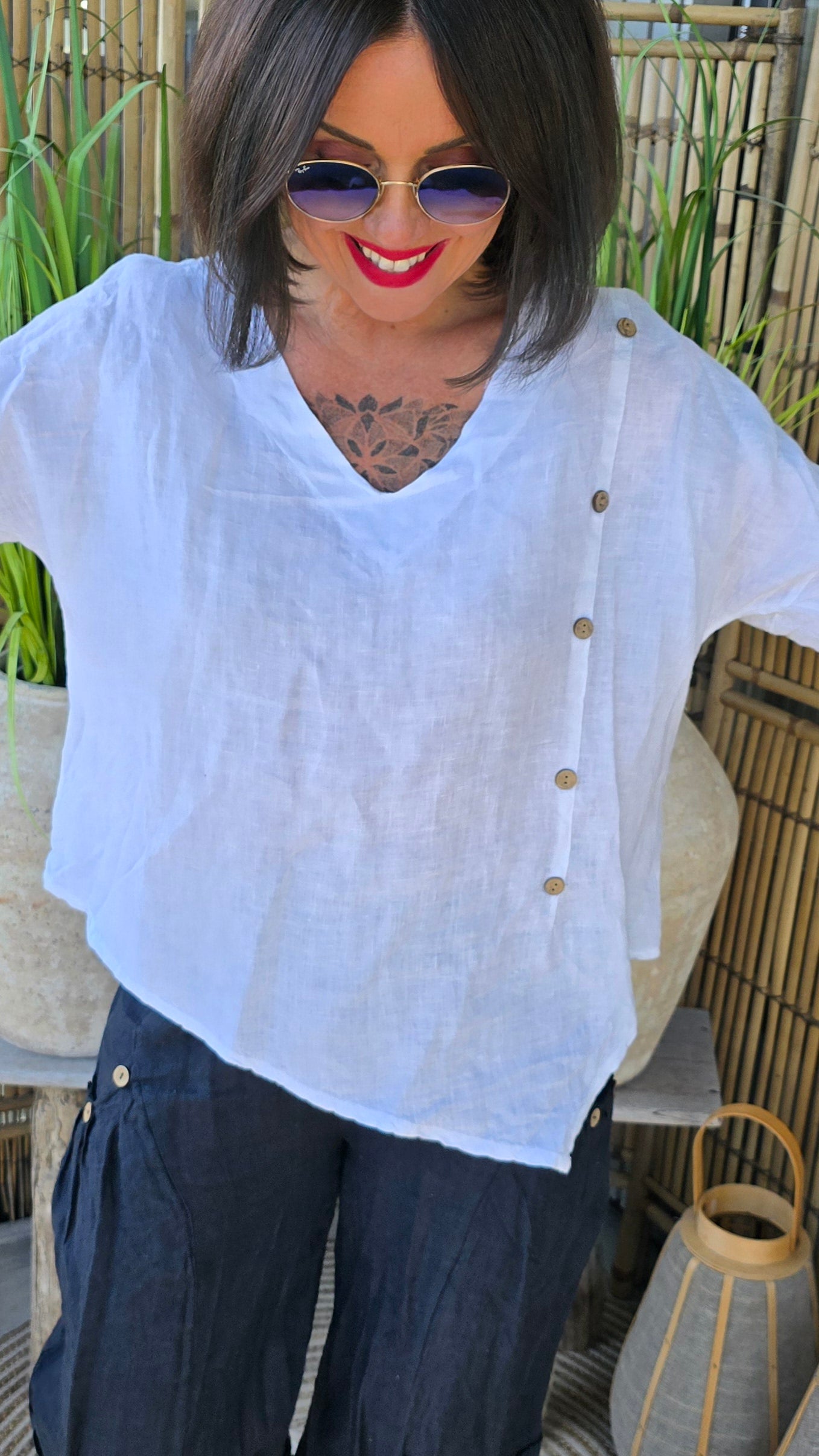Jennifer linbluse hvit