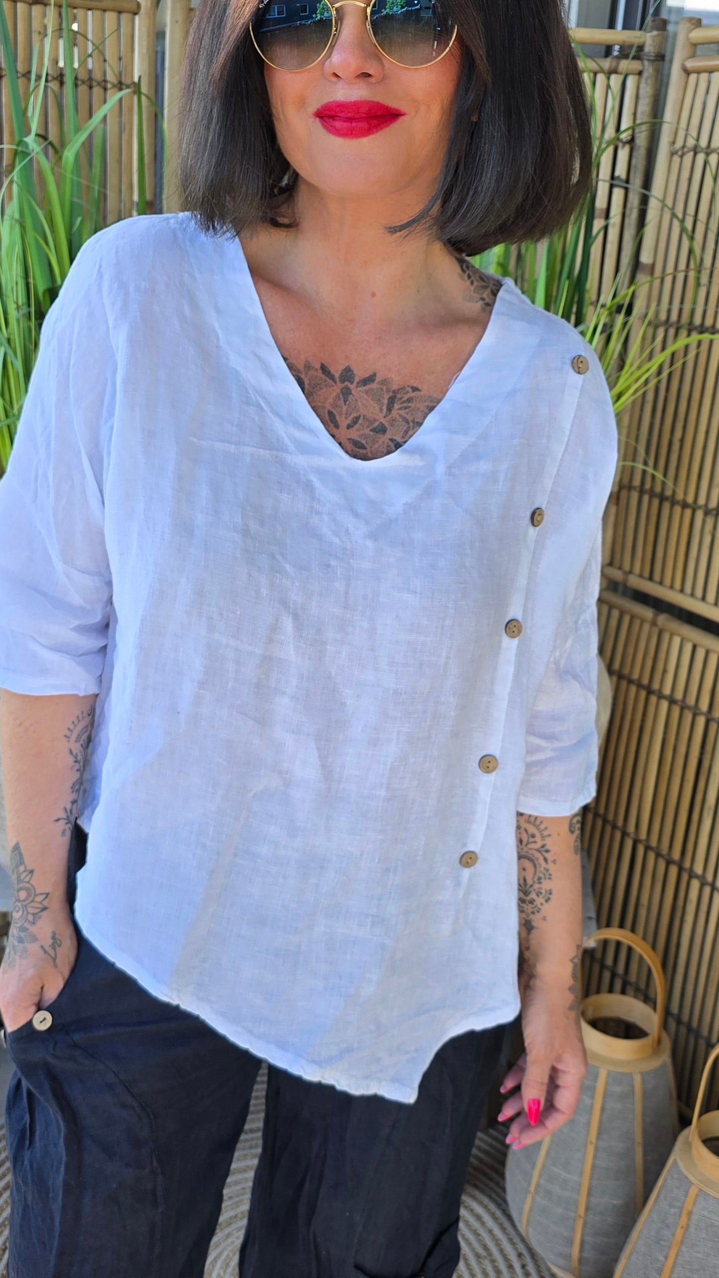 Jennifer linbluse hvit