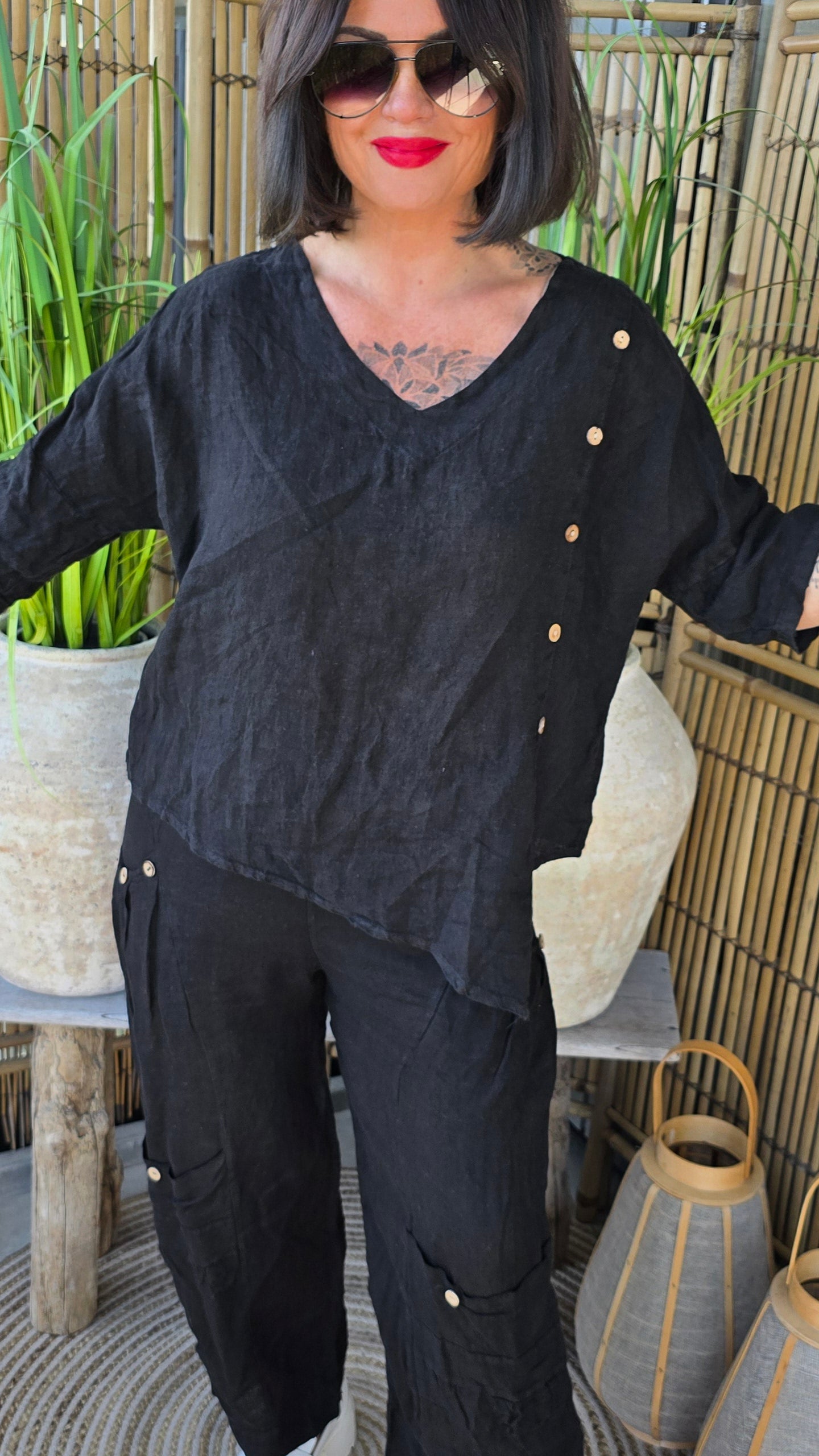 Jennifer linbluse sort