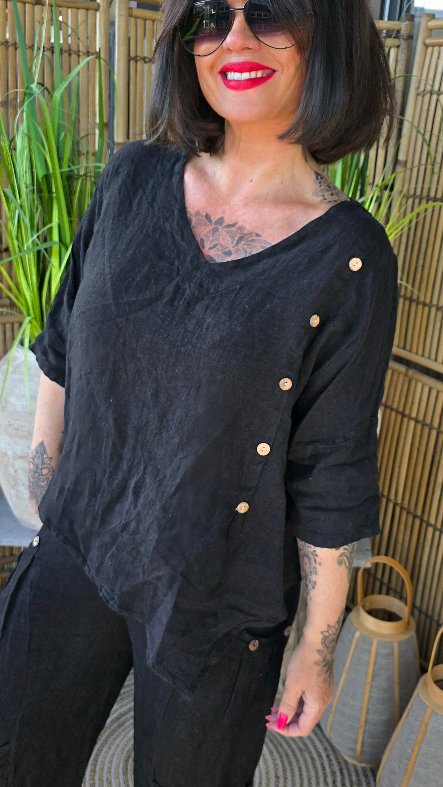 Jennifer linbluse sort