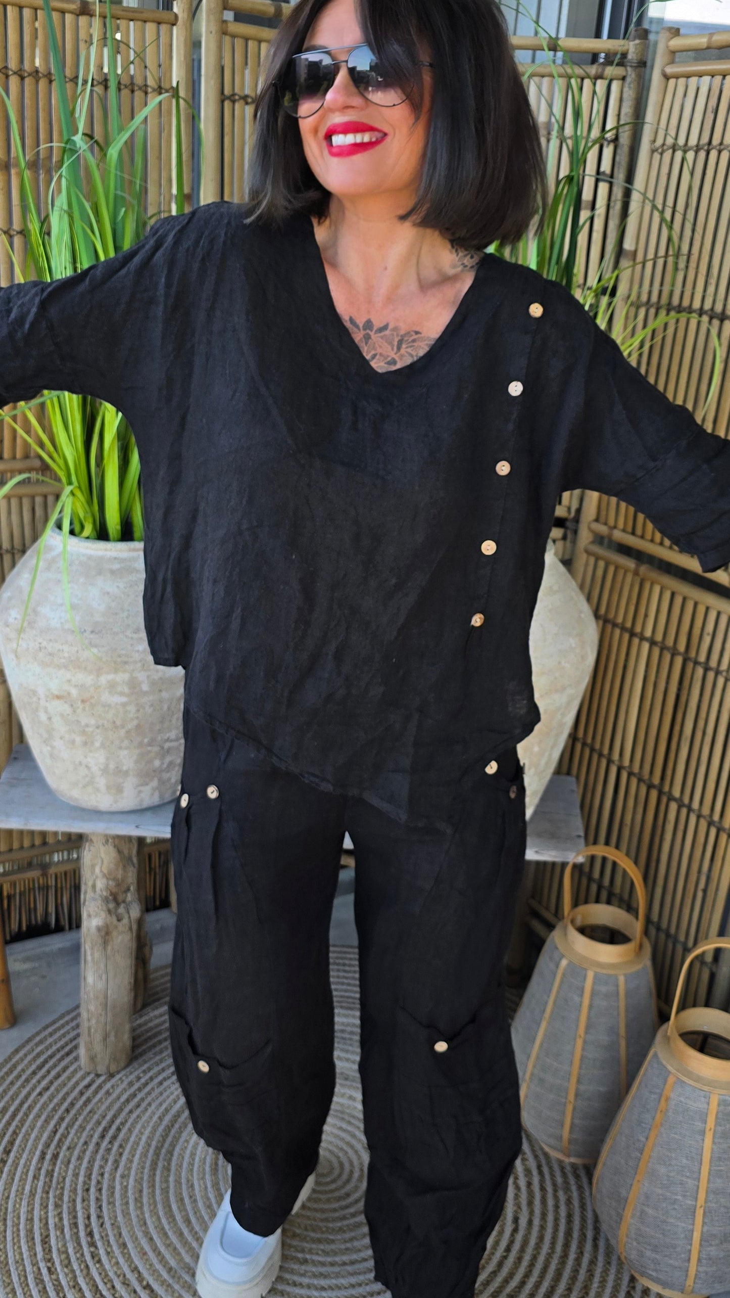 Jennifer linbluse sort