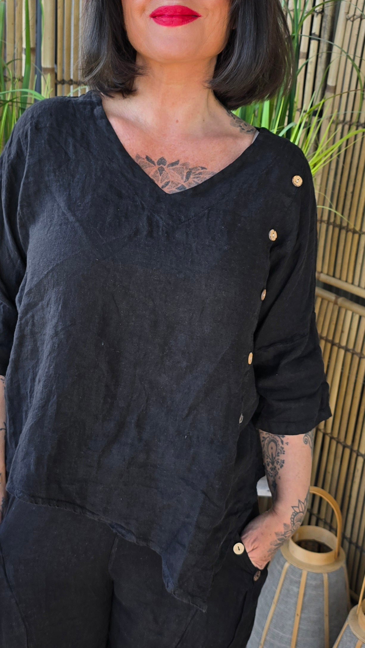Jennifer linbluse sort