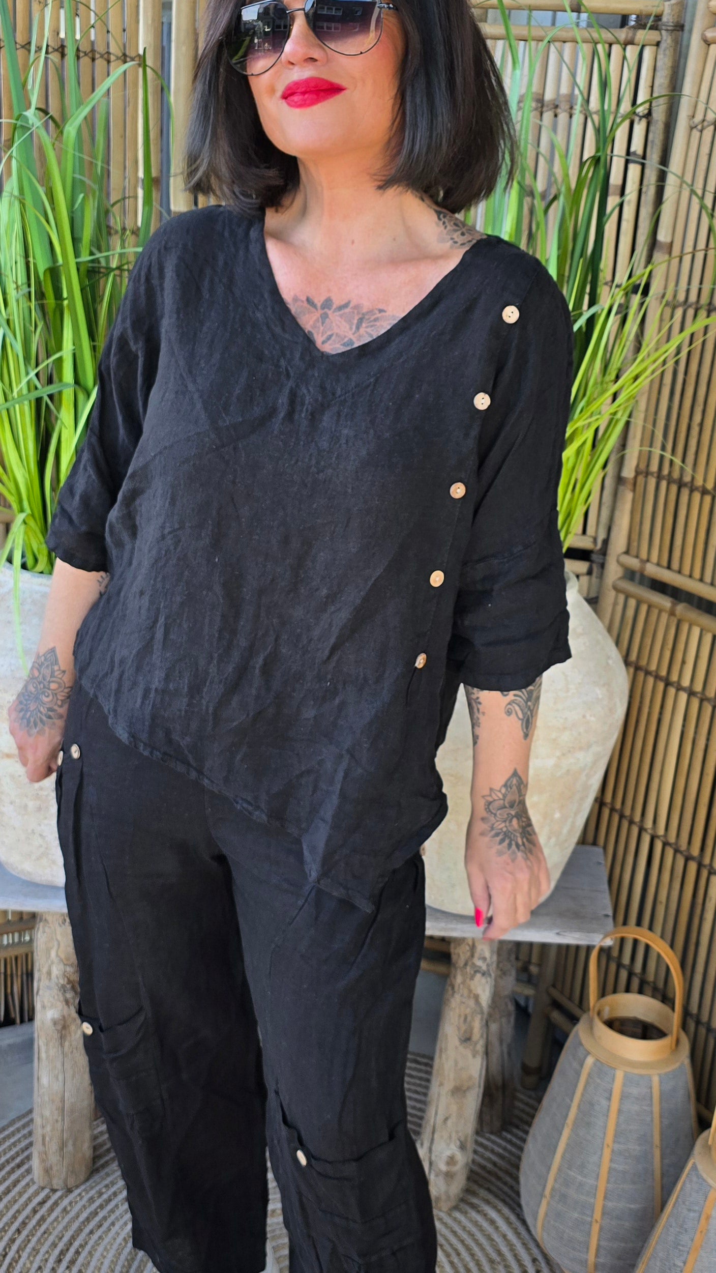 Jennifer linbluse sort