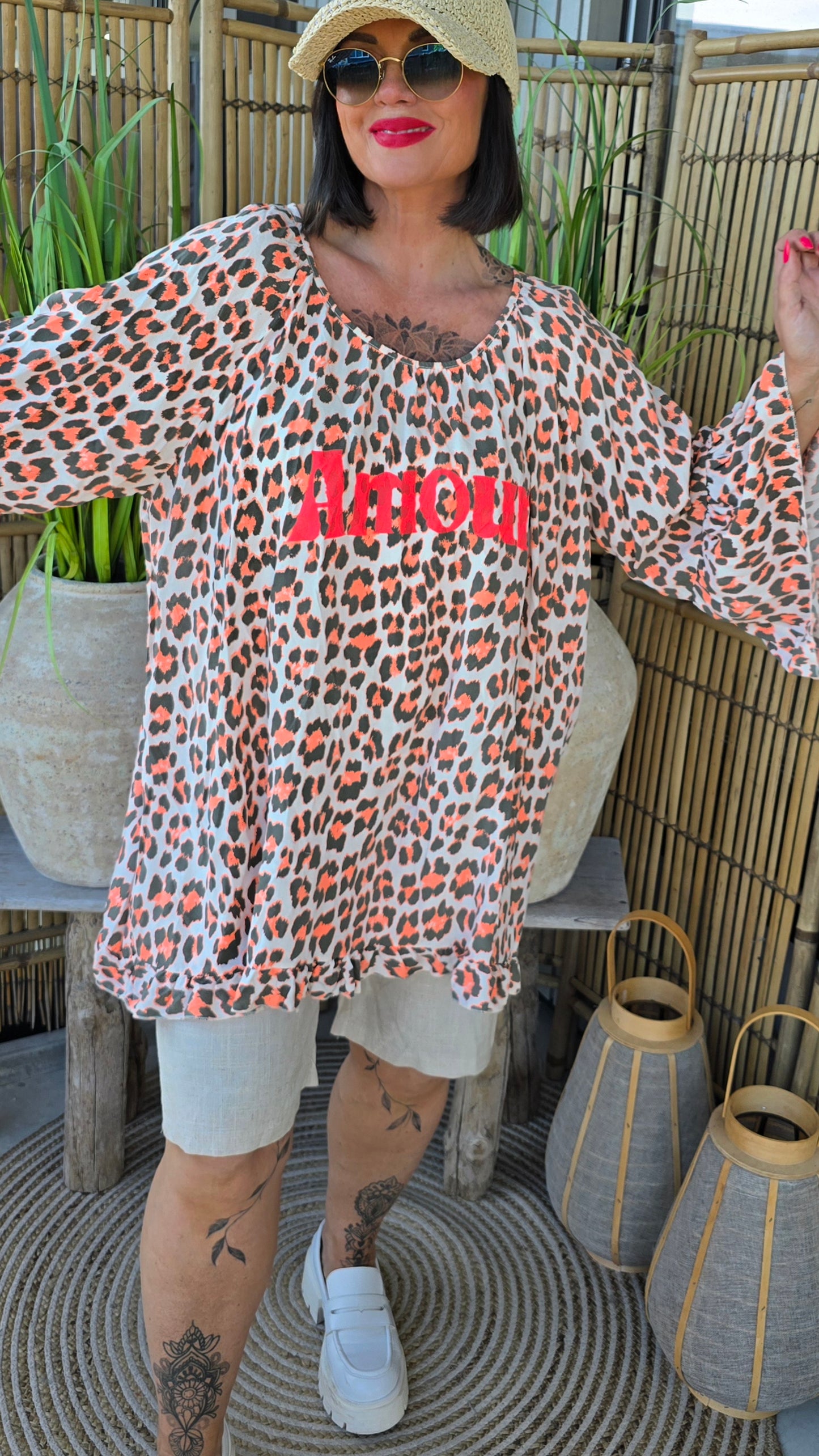 Ina leo bluse orange