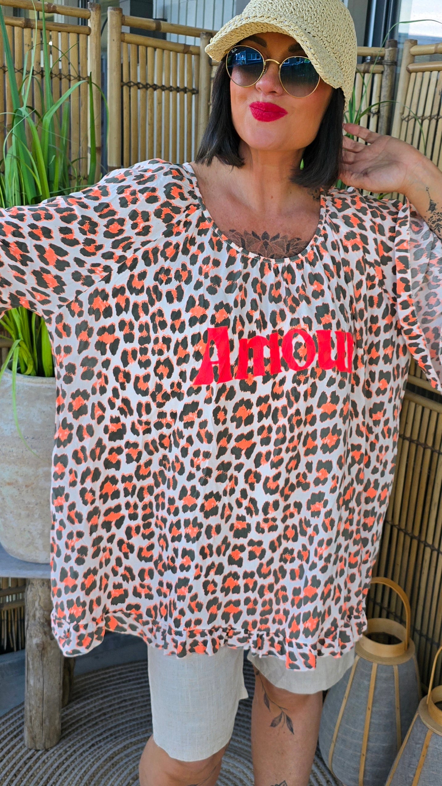 Ina leo bluse orange