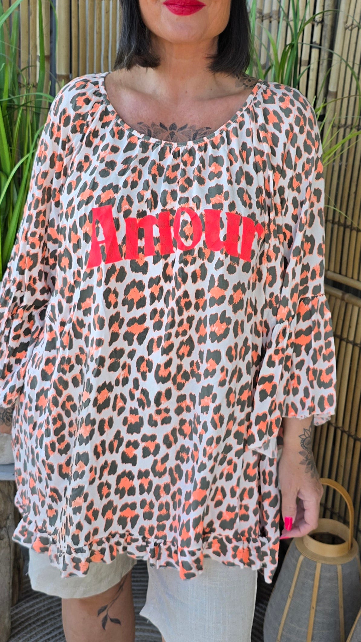 Ina leo bluse orange