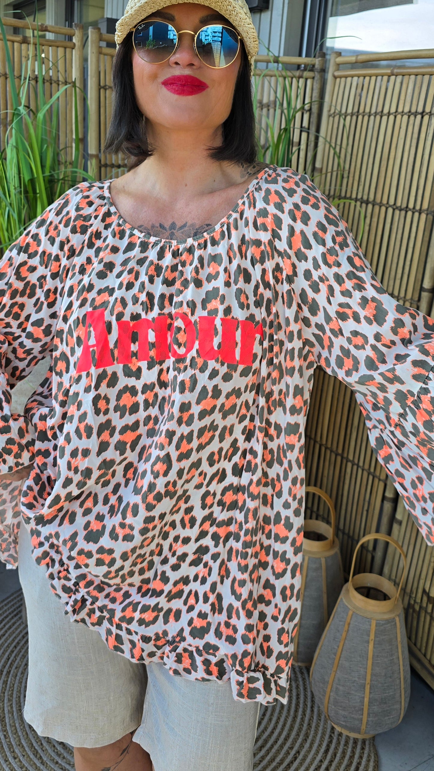 Ina leo bluse orange