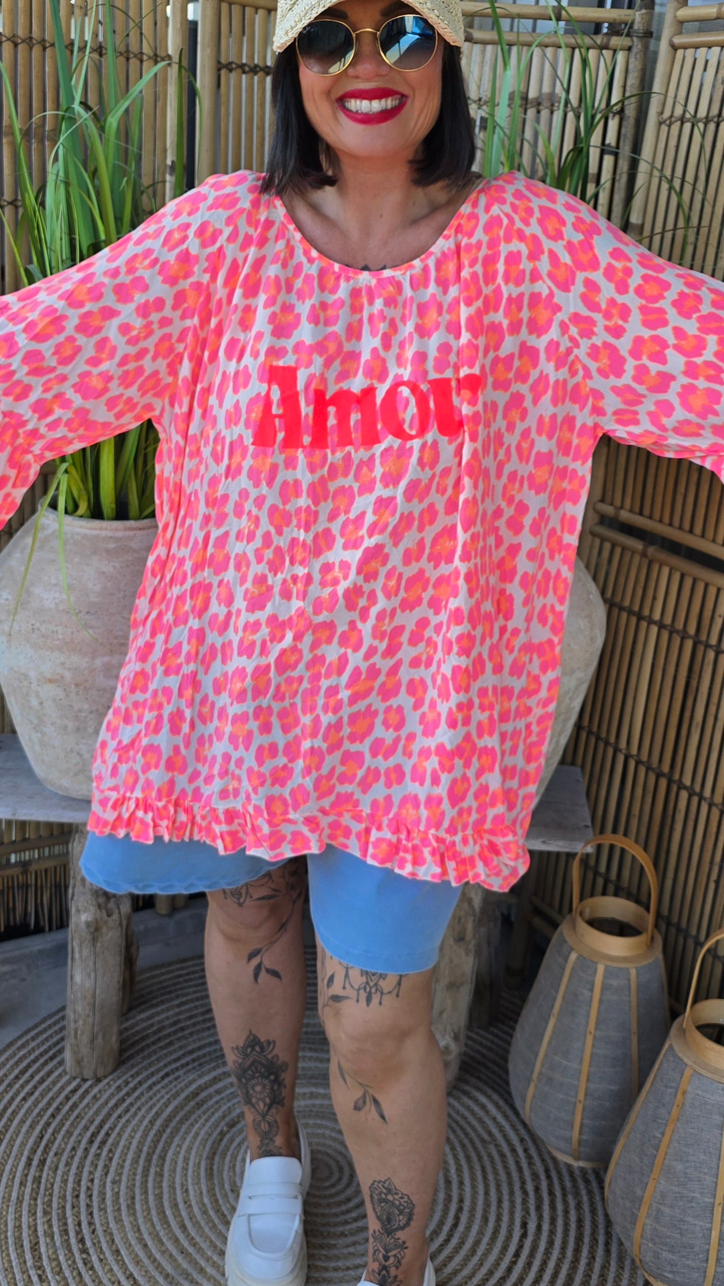 Ina leo bluse rosa