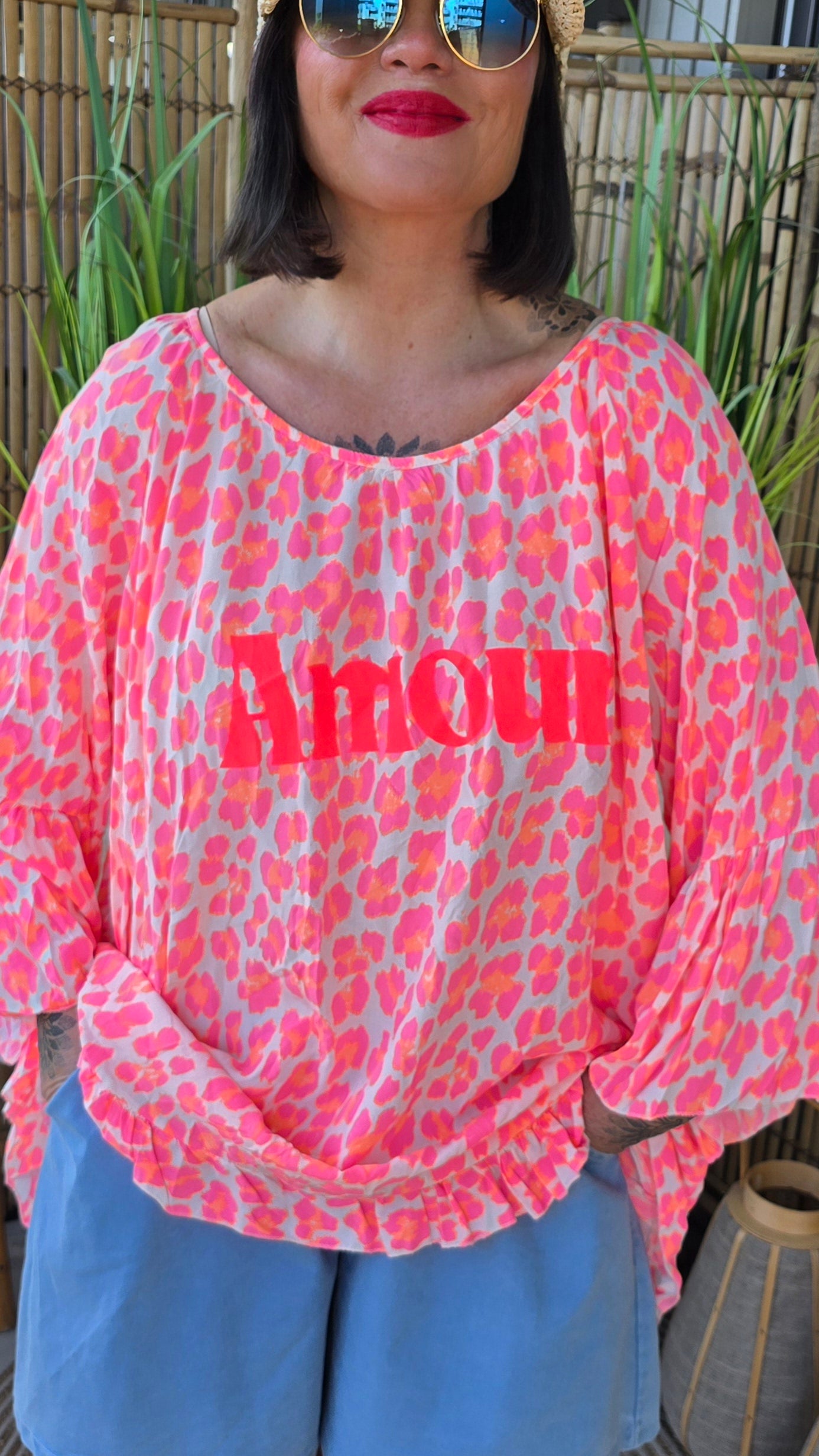 Ina leo bluse rosa