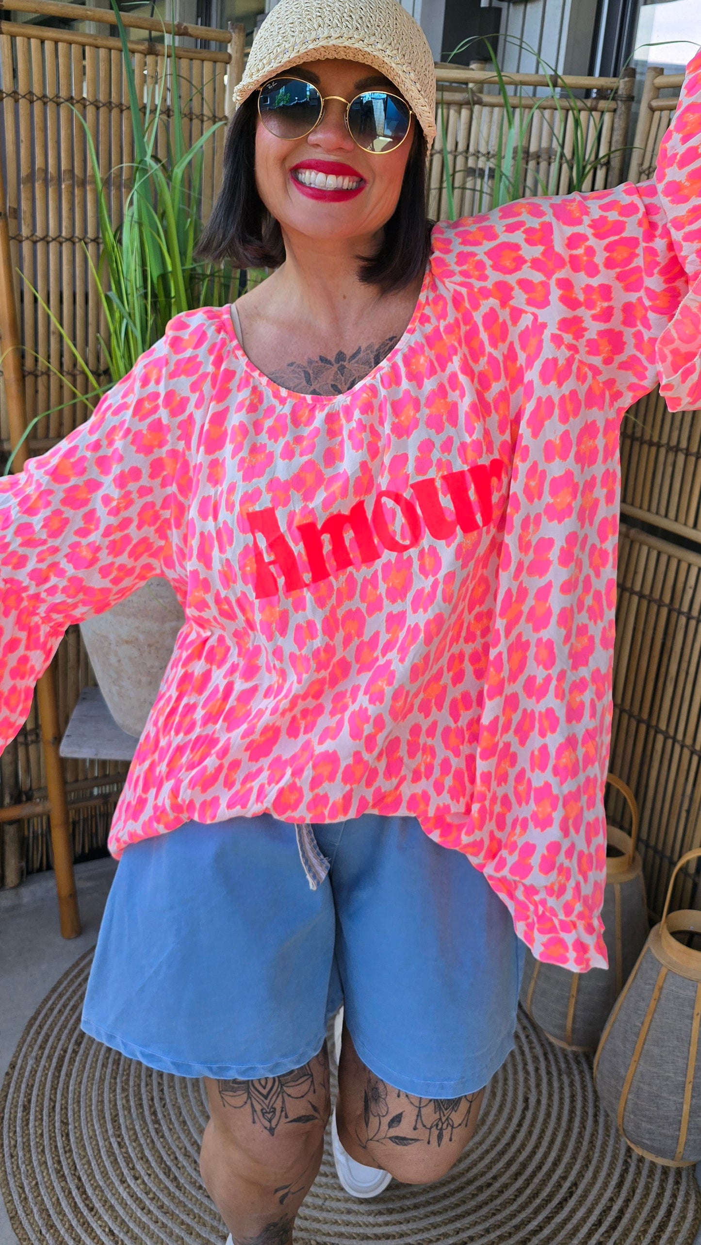 Ina leo bluse rosa