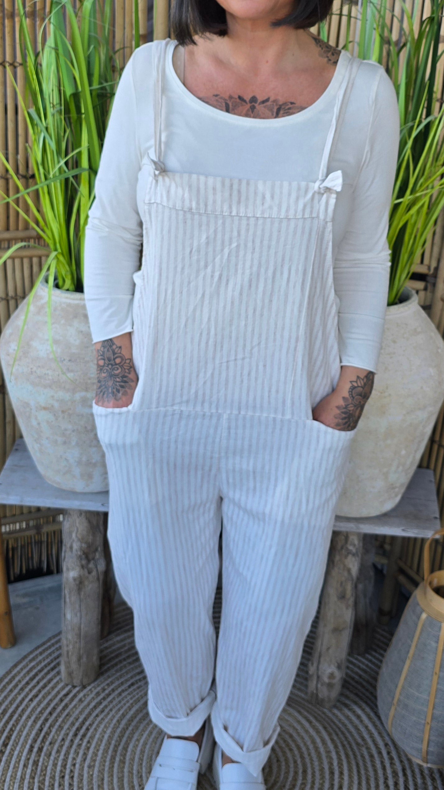 Lise jumpsuit striper beige