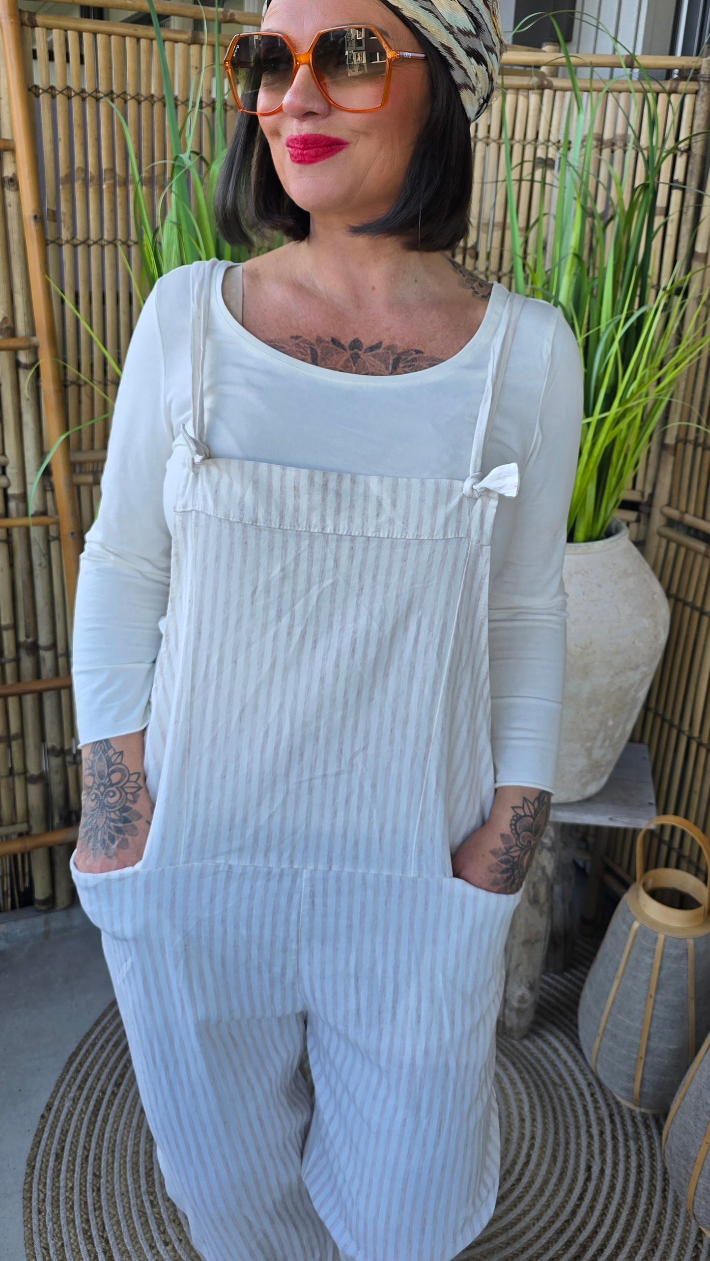 Lise jumpsuit striper beige