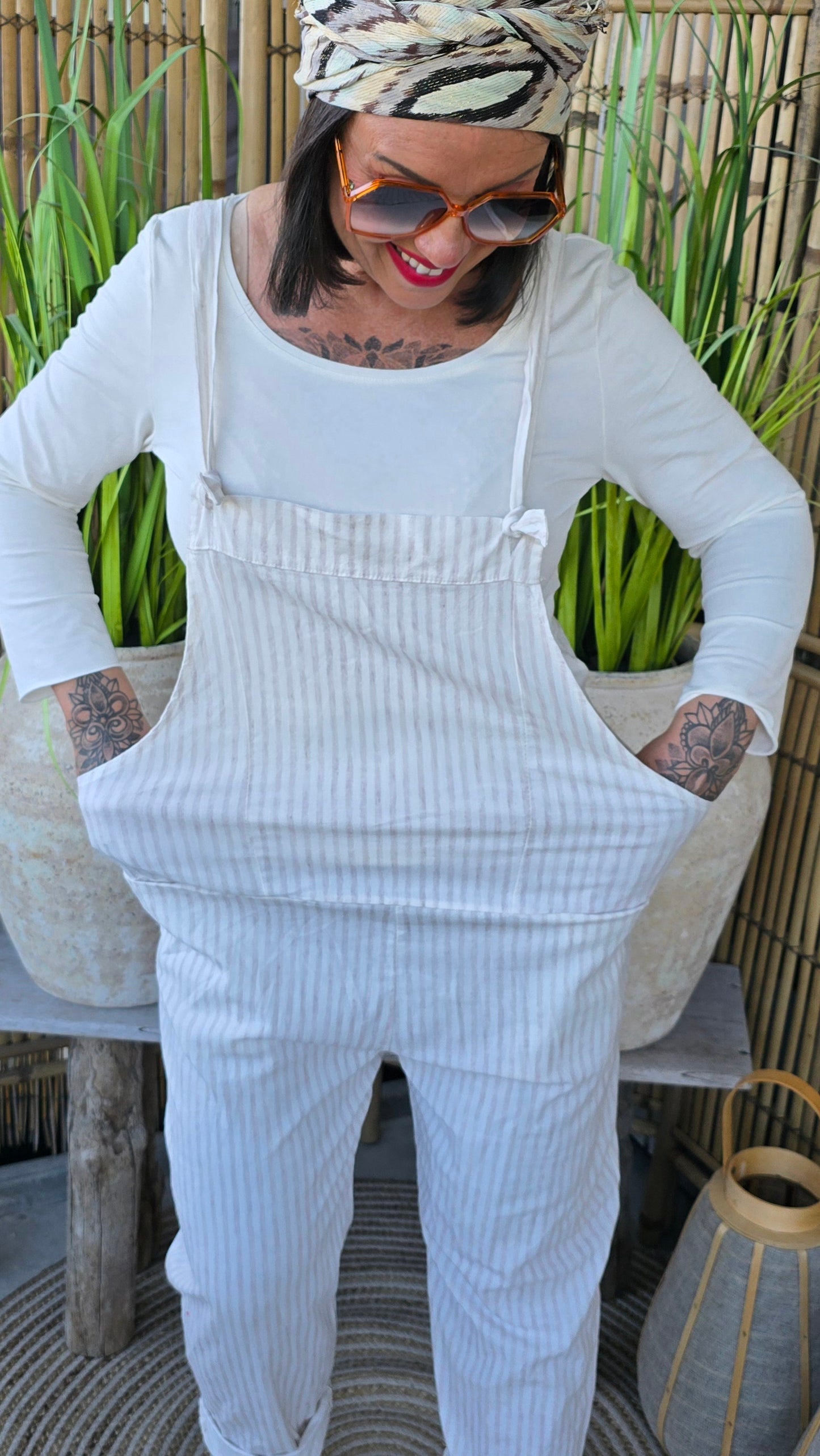 Lise jumpsuit striper beige