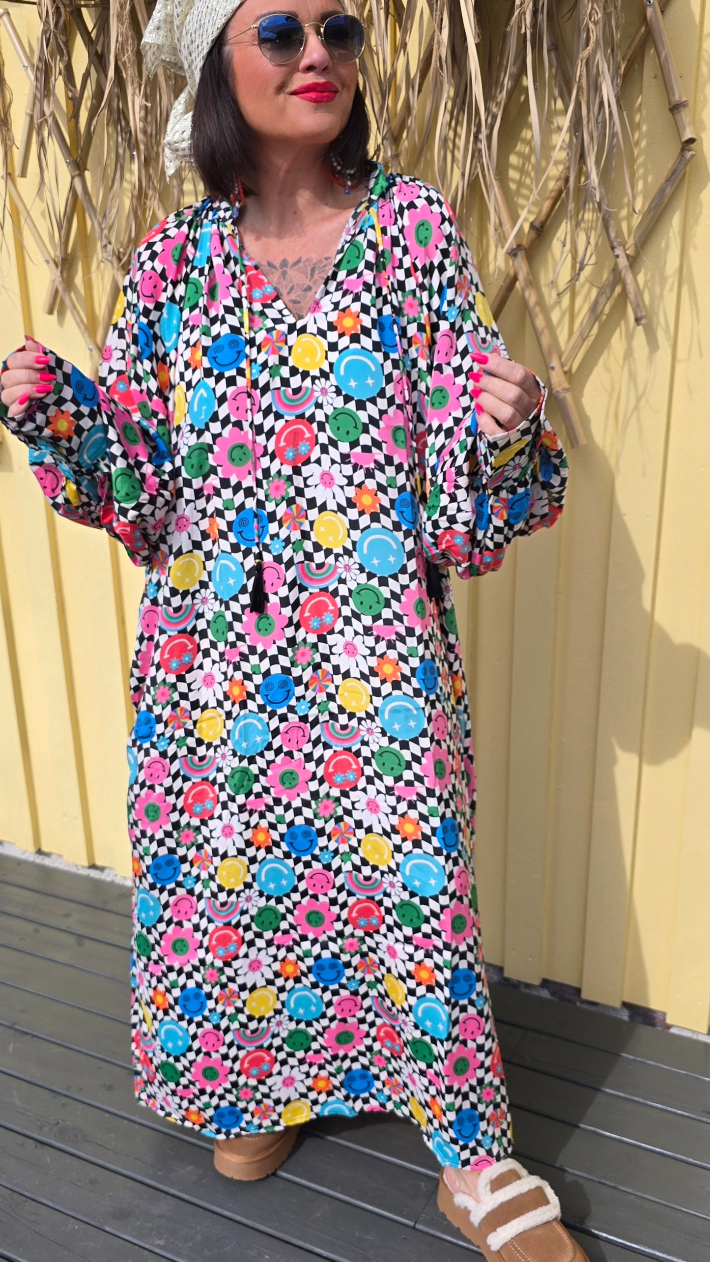 Smiley kjole multicolor