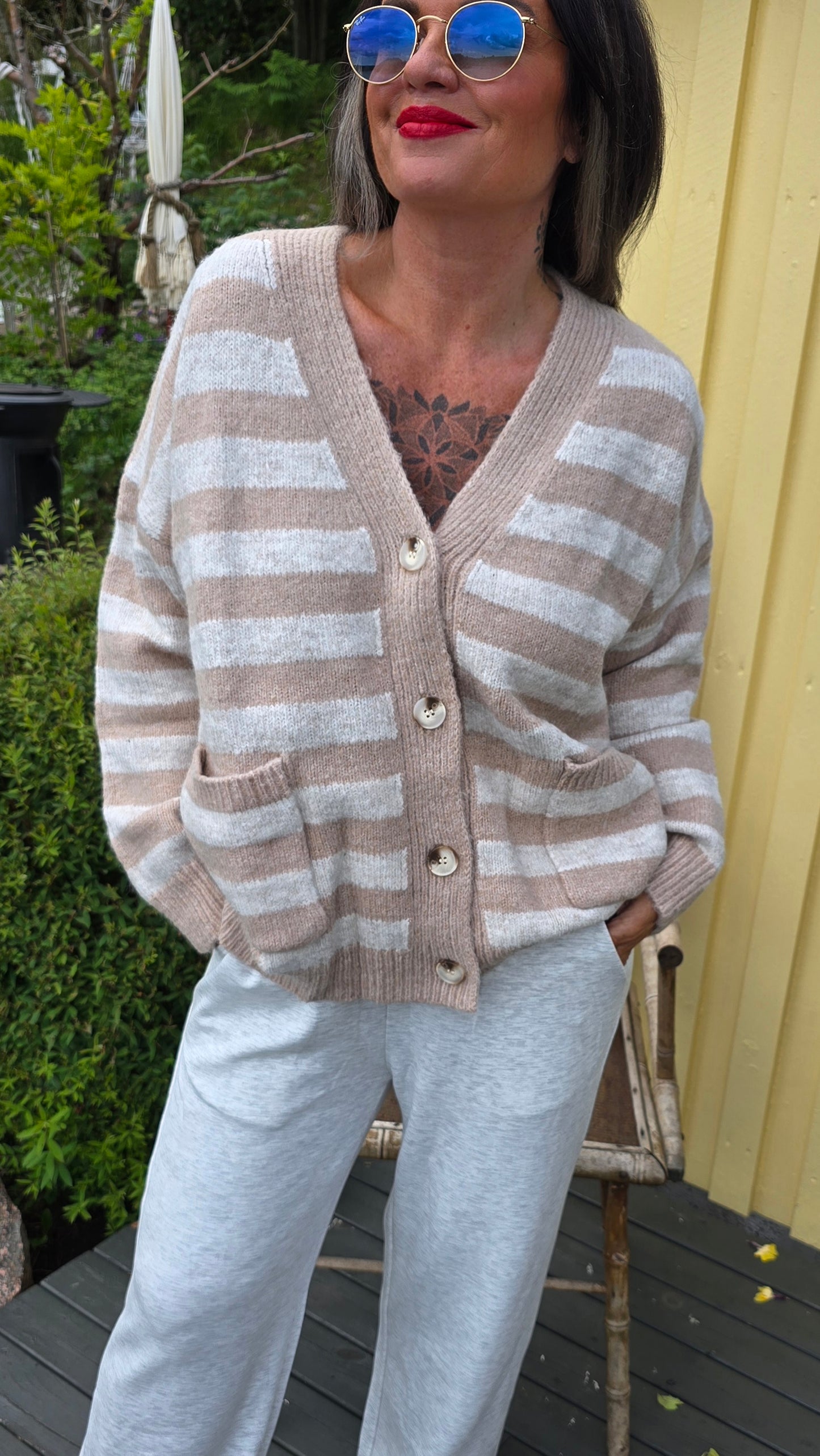 Emilie kardigan jakke med striper