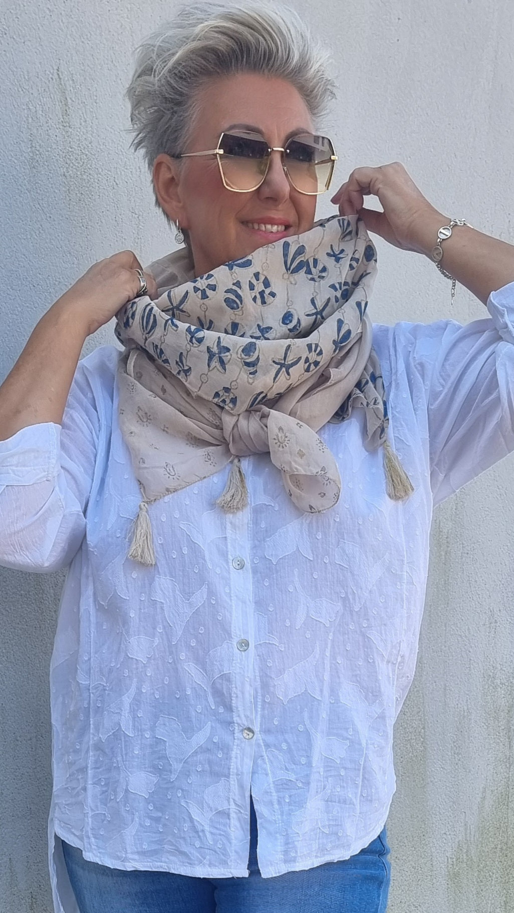 Eline bomulls skjerf beige