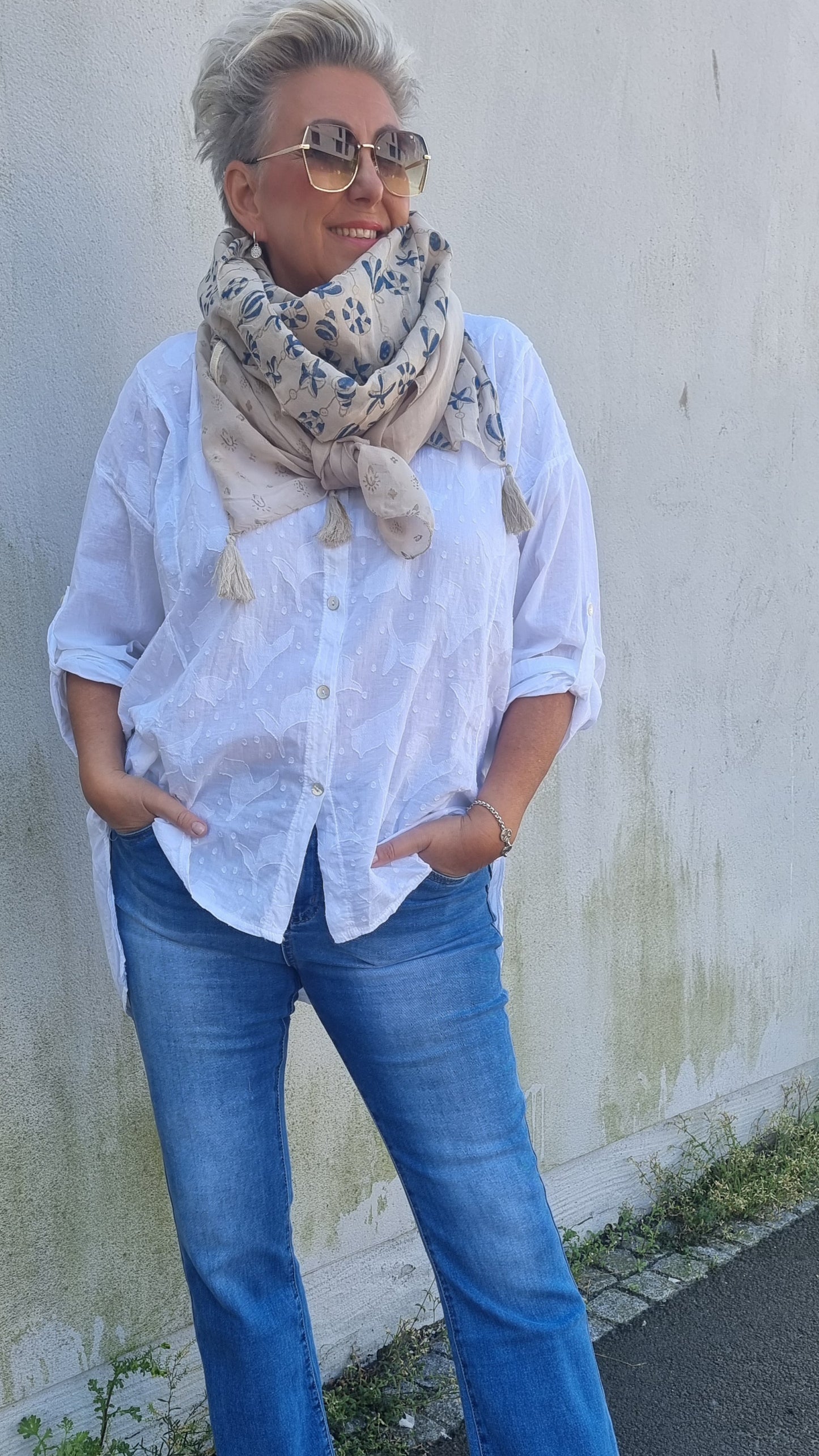 Eline bomulls skjerf beige