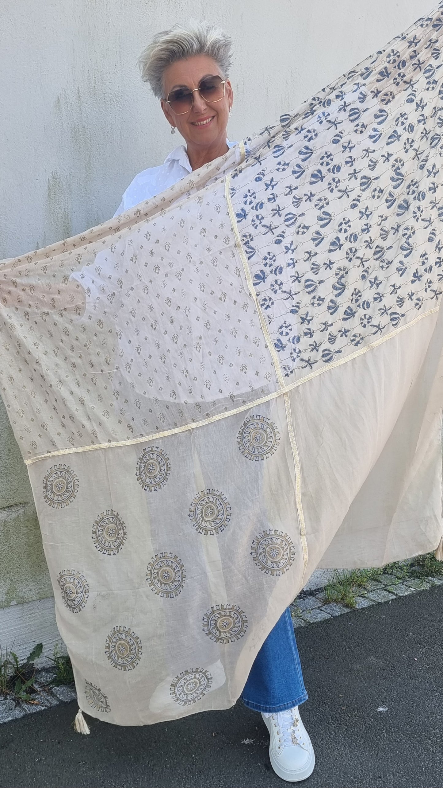 Eline bomulls skjerf beige