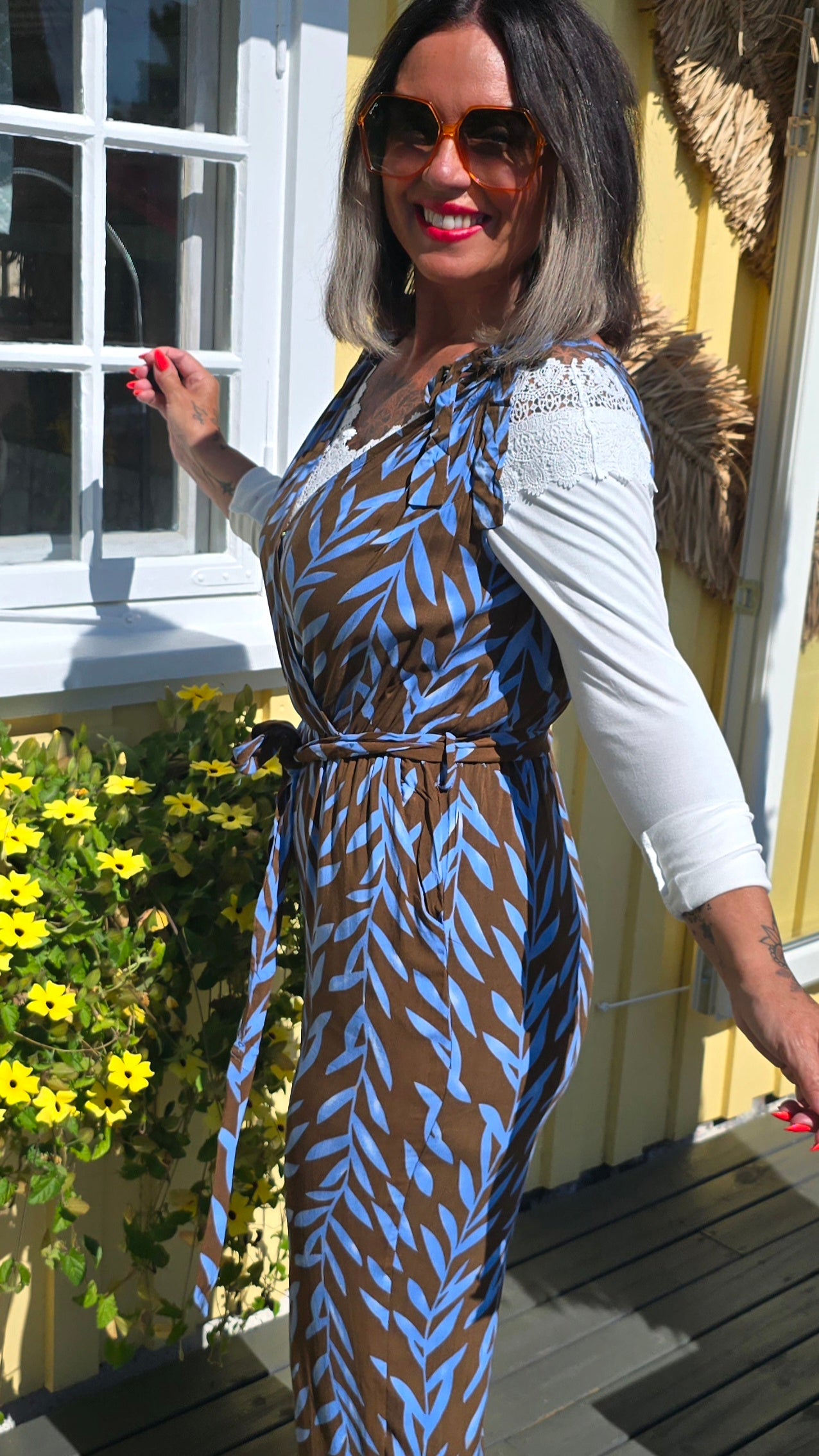 Vicky jumpsuit blå og brun