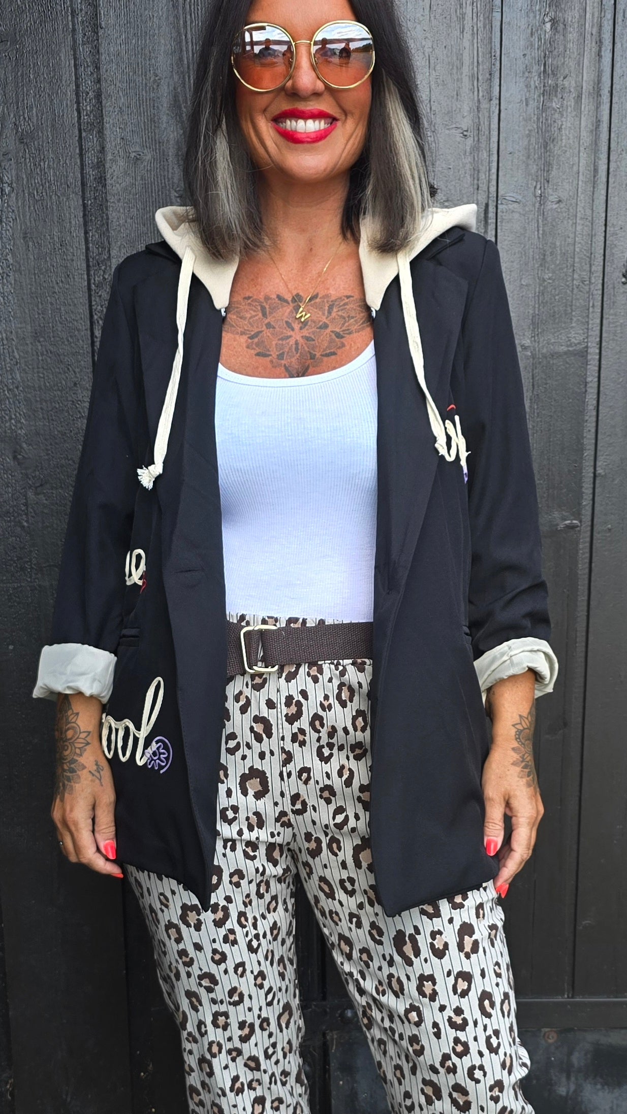 Nice hoodie blazer svart