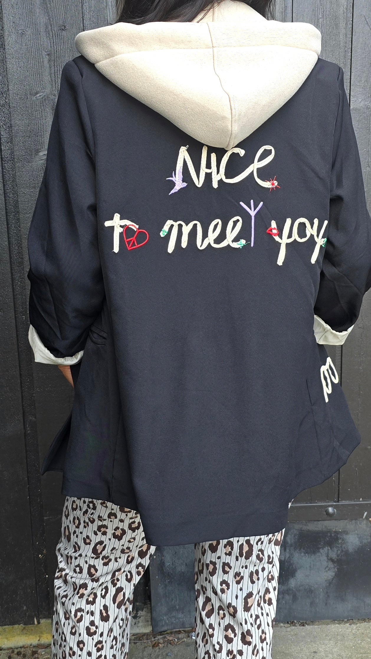 Nice hoodie blazer svart