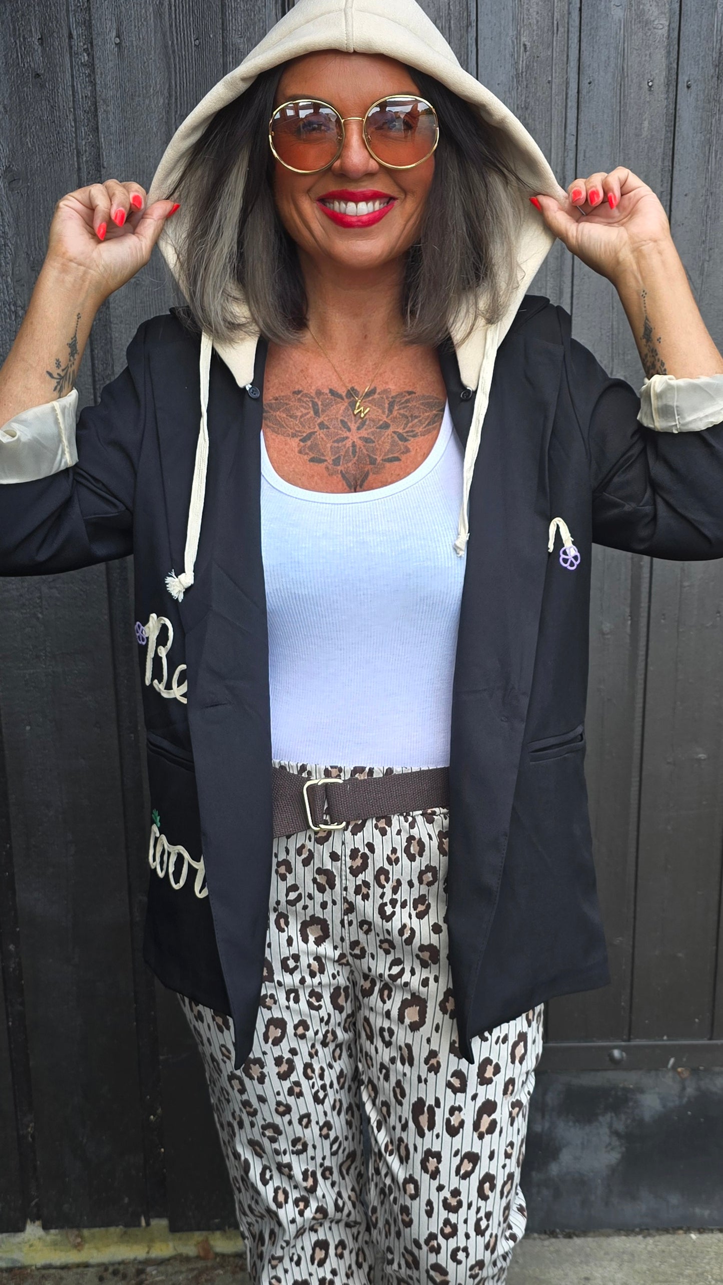 Nice hoodie blazer svart