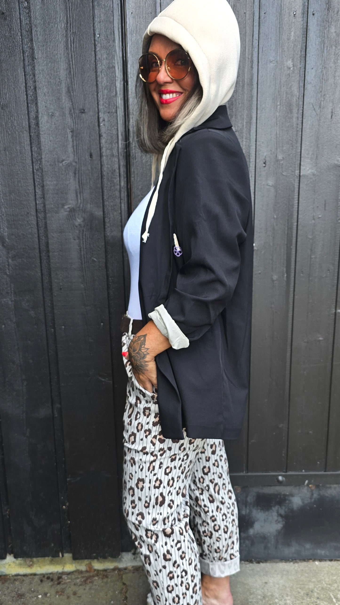 Nice hoodie blazer svart