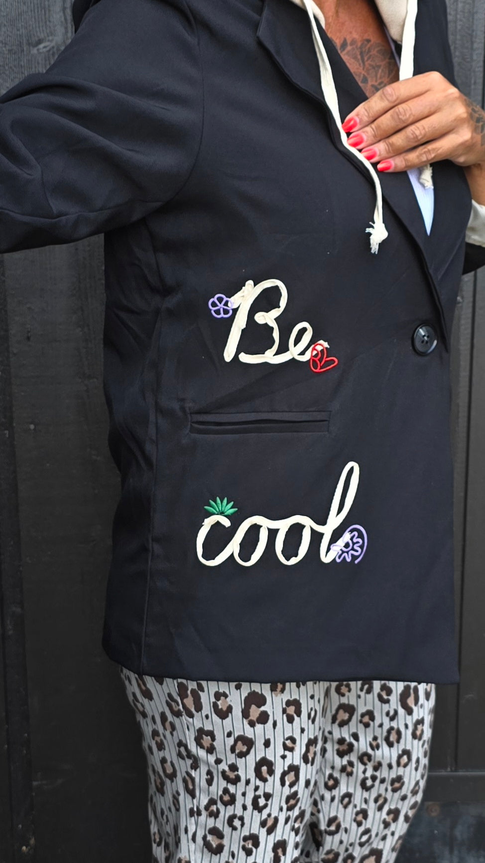 Nice hoodie blazer svart