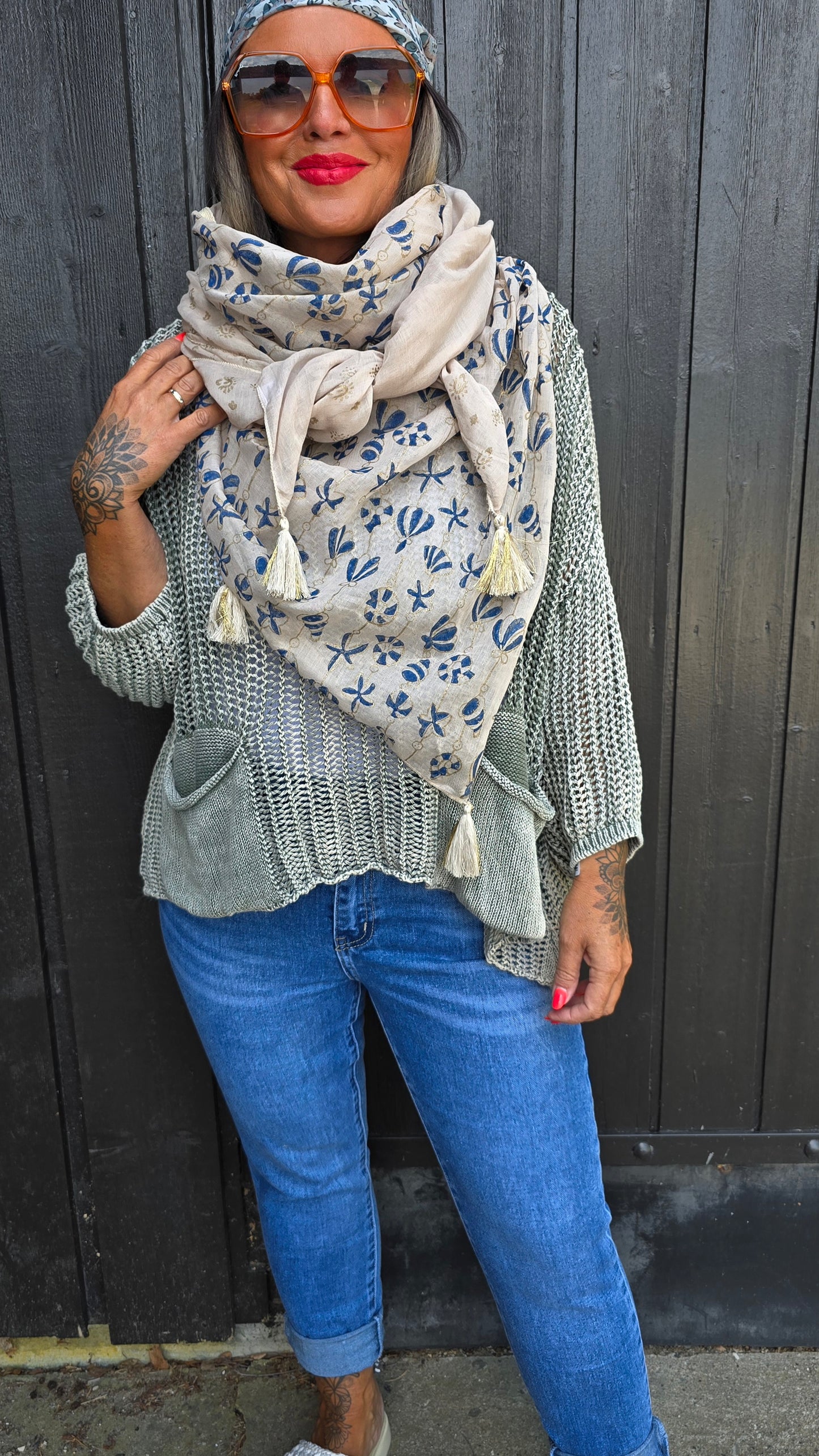 Eline bomulls skjerf beige