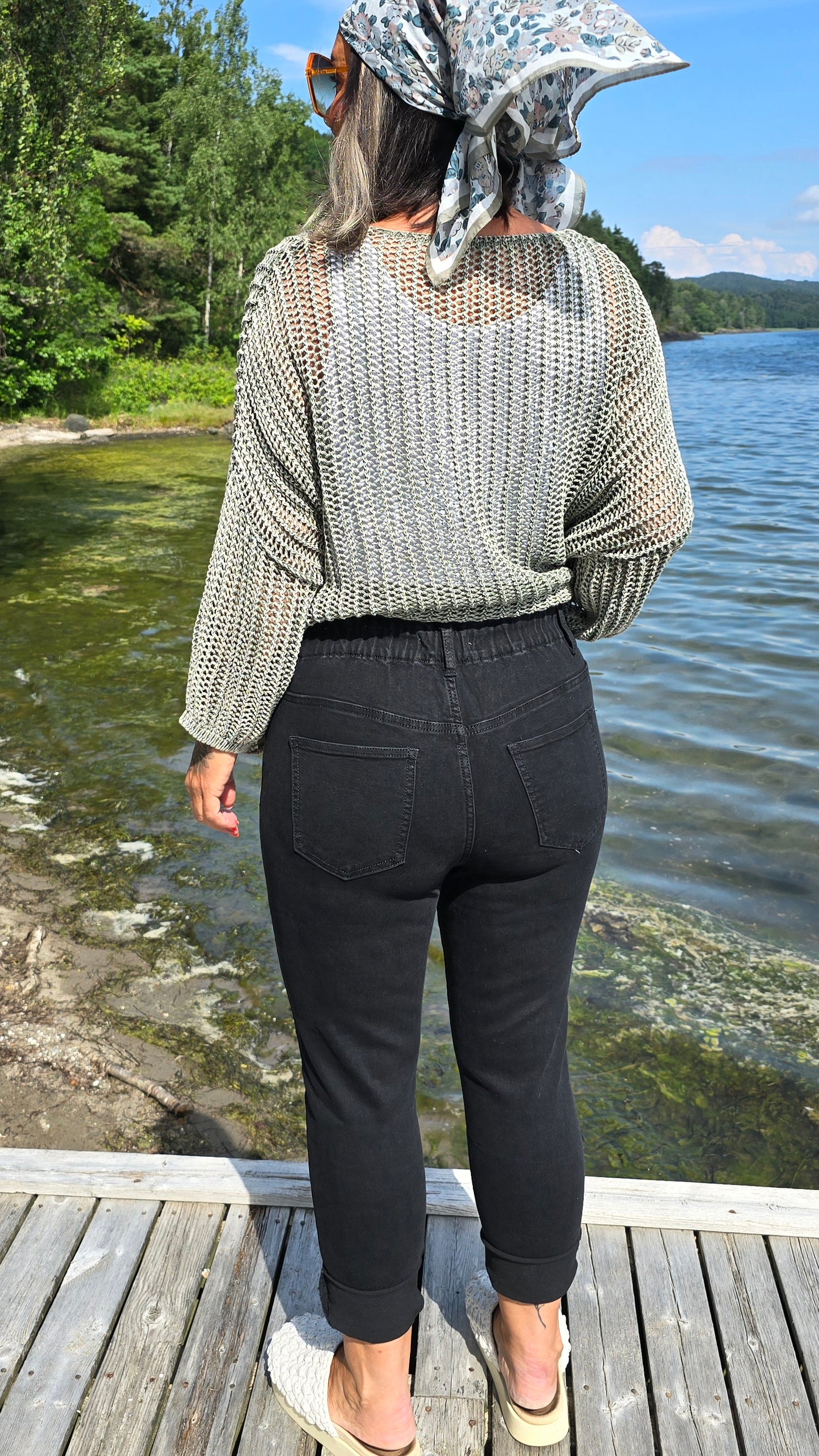Tina jeans svart med strikk