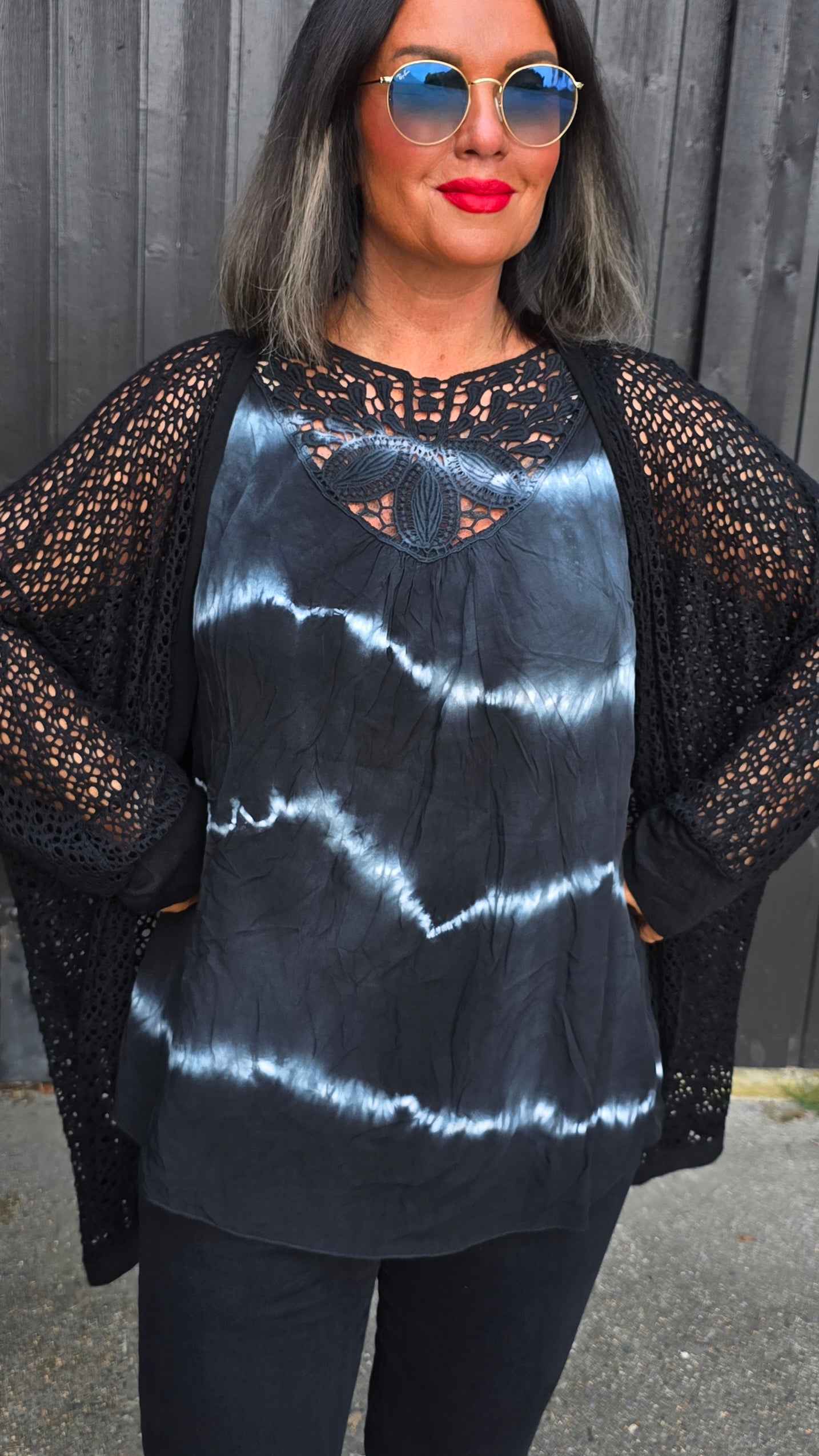 Nicky batikk topp svart