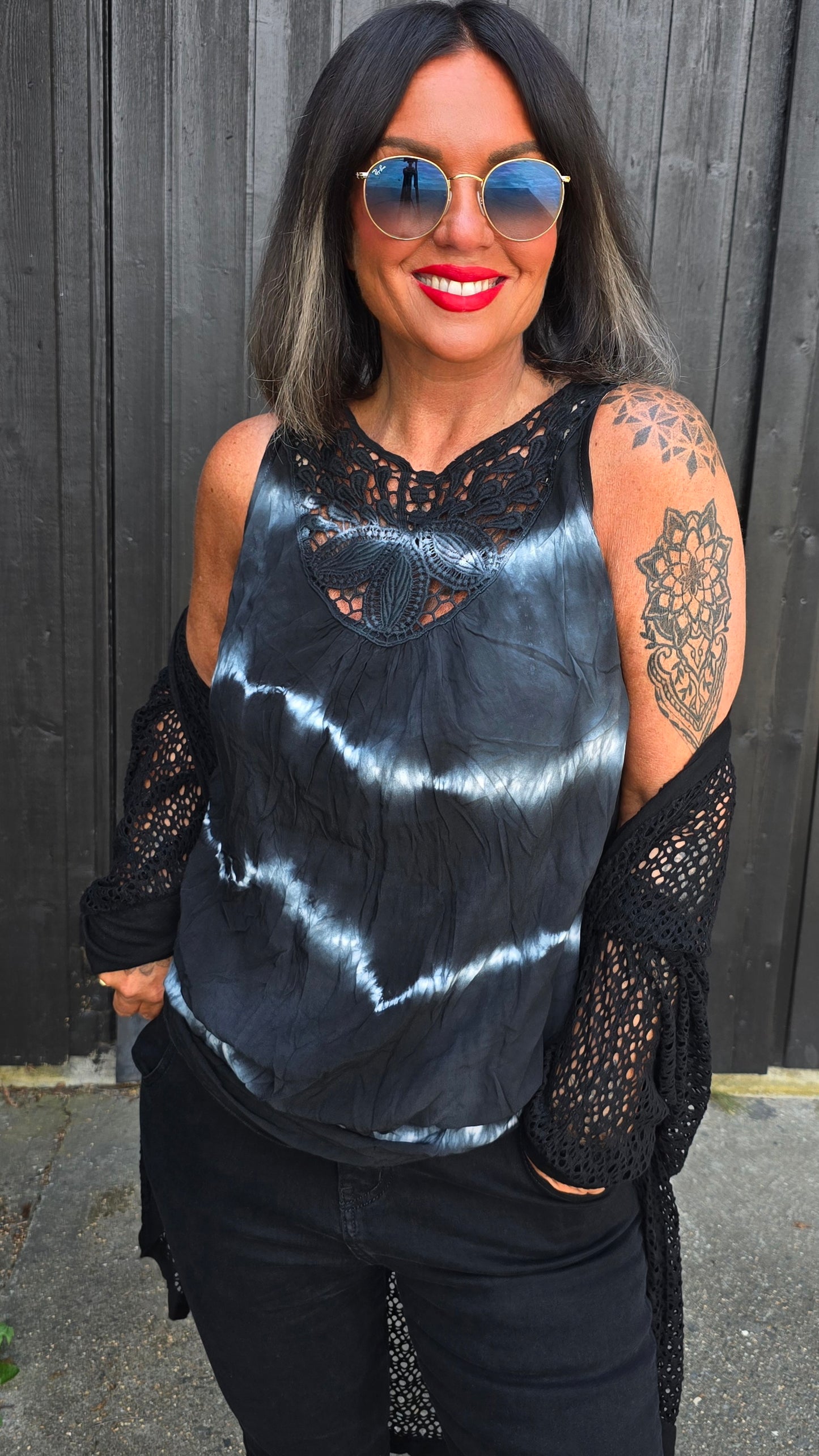 Nicky batikk topp svart